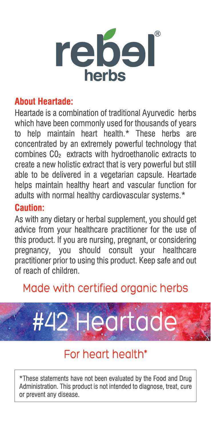 Rebel Herbs Organic Heartade Vegetarian Caps - 60 Count