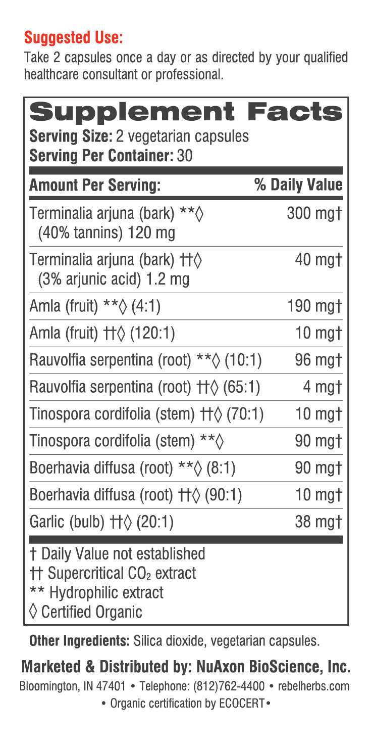 Rebel Herbs Organic Heartade Vegetarian Caps - 60 Count