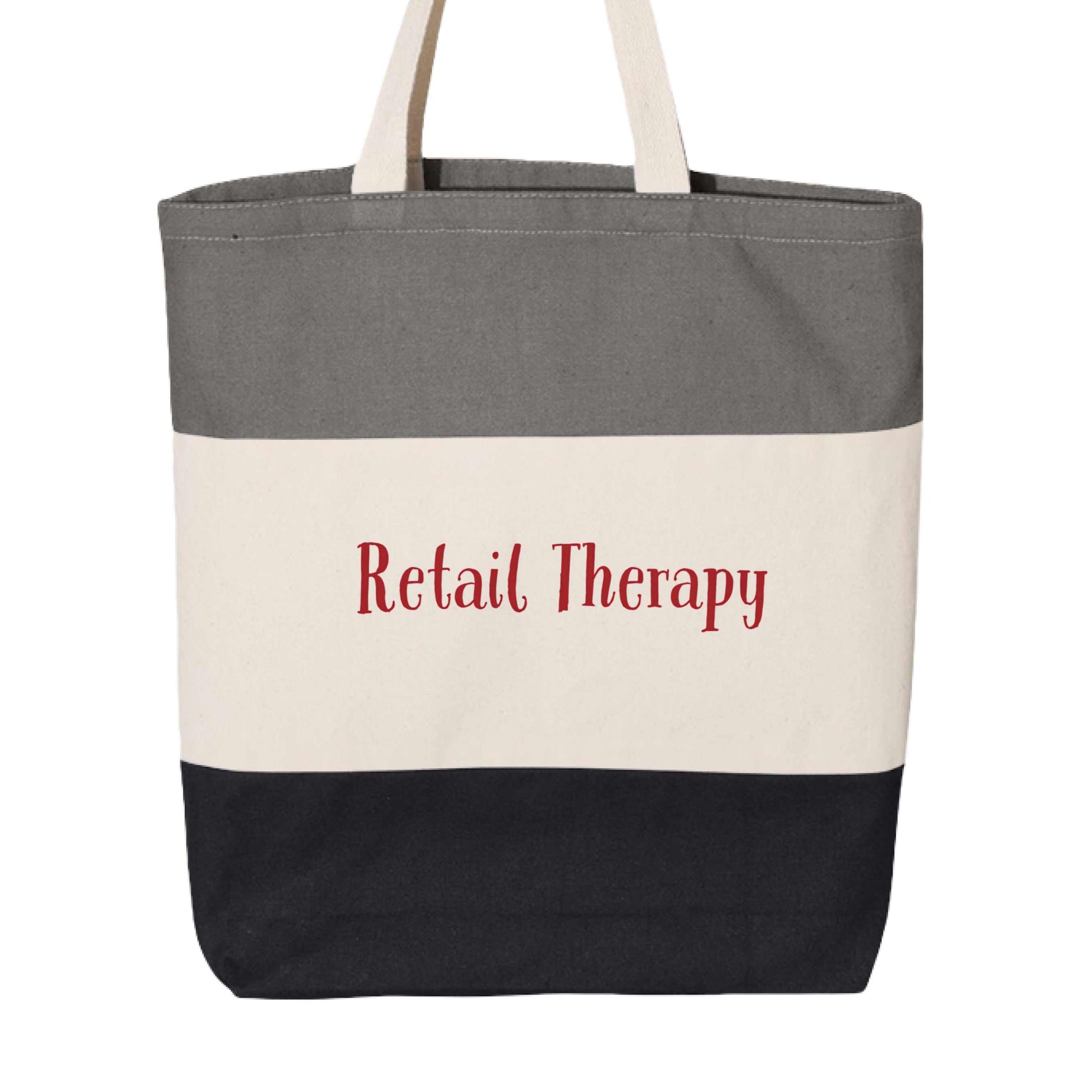 Retail Therapy Tri-Color Tote Bag Black Natural Light Grey ONE SIZE