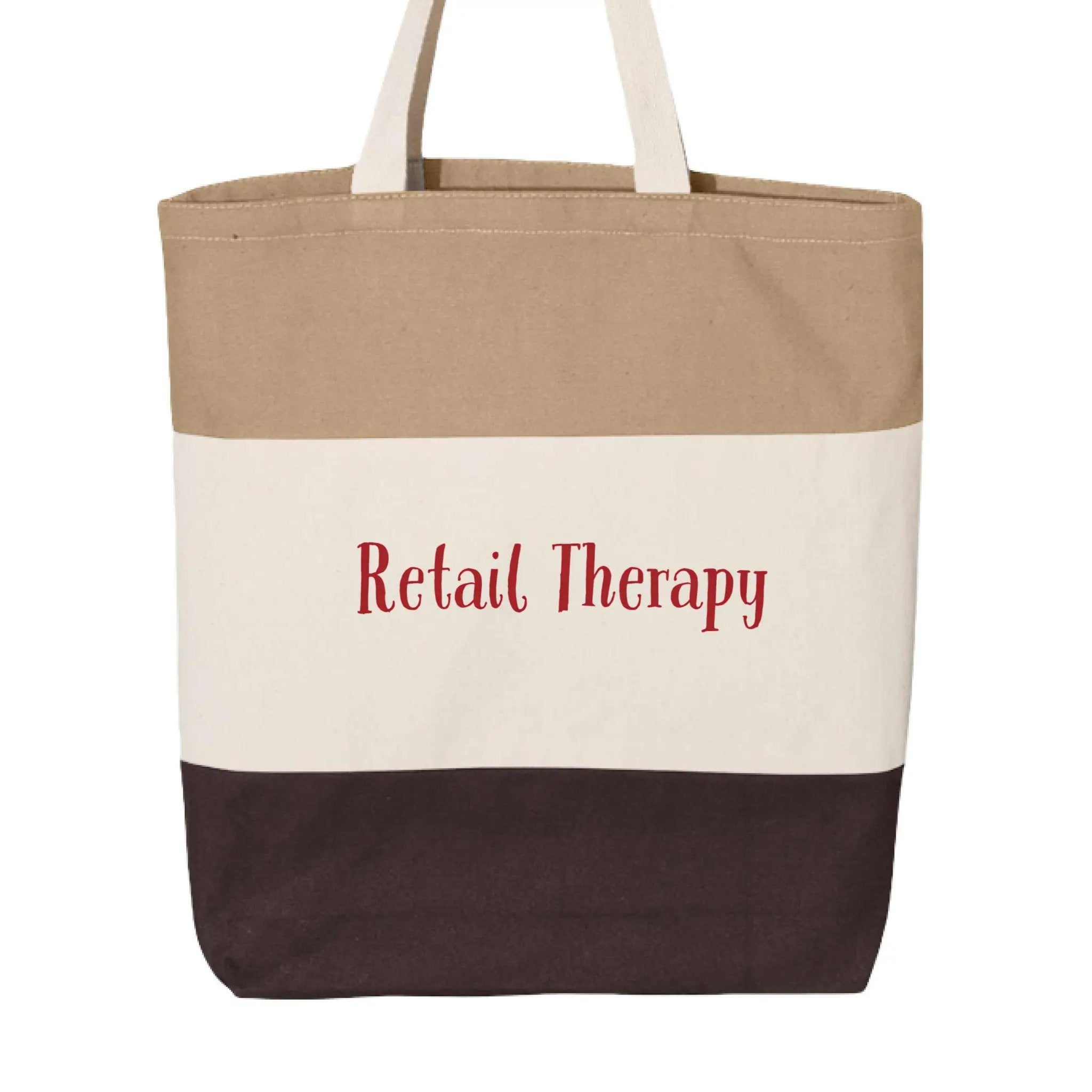 Tri-color tote bag by Greg's AZ Store featuring chocolate, natural, and khaki colors for stylish everyday use.