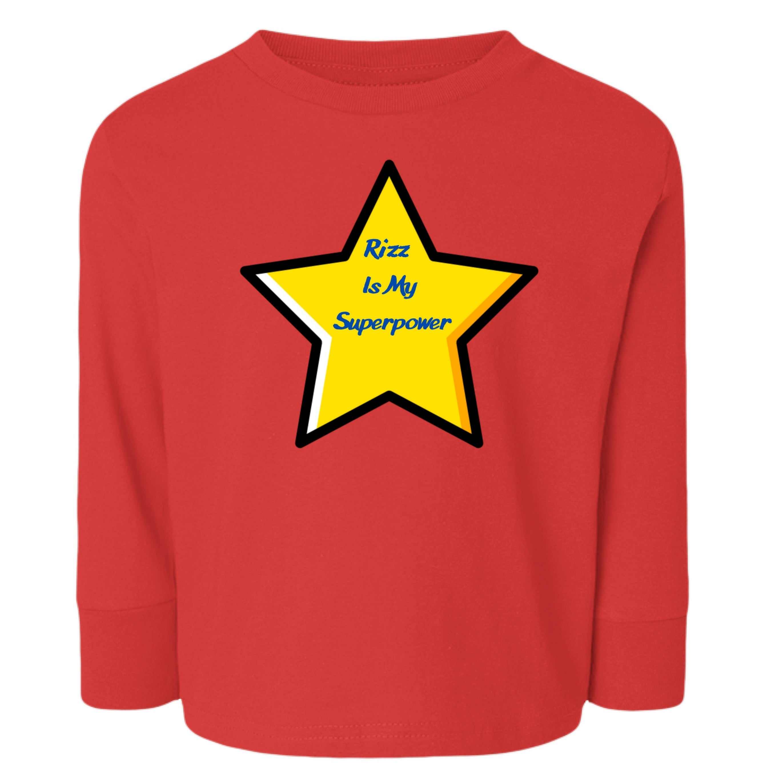 Toddler sweatshirt with Rizz is My Superpower print on 100% cotton jersey fabric