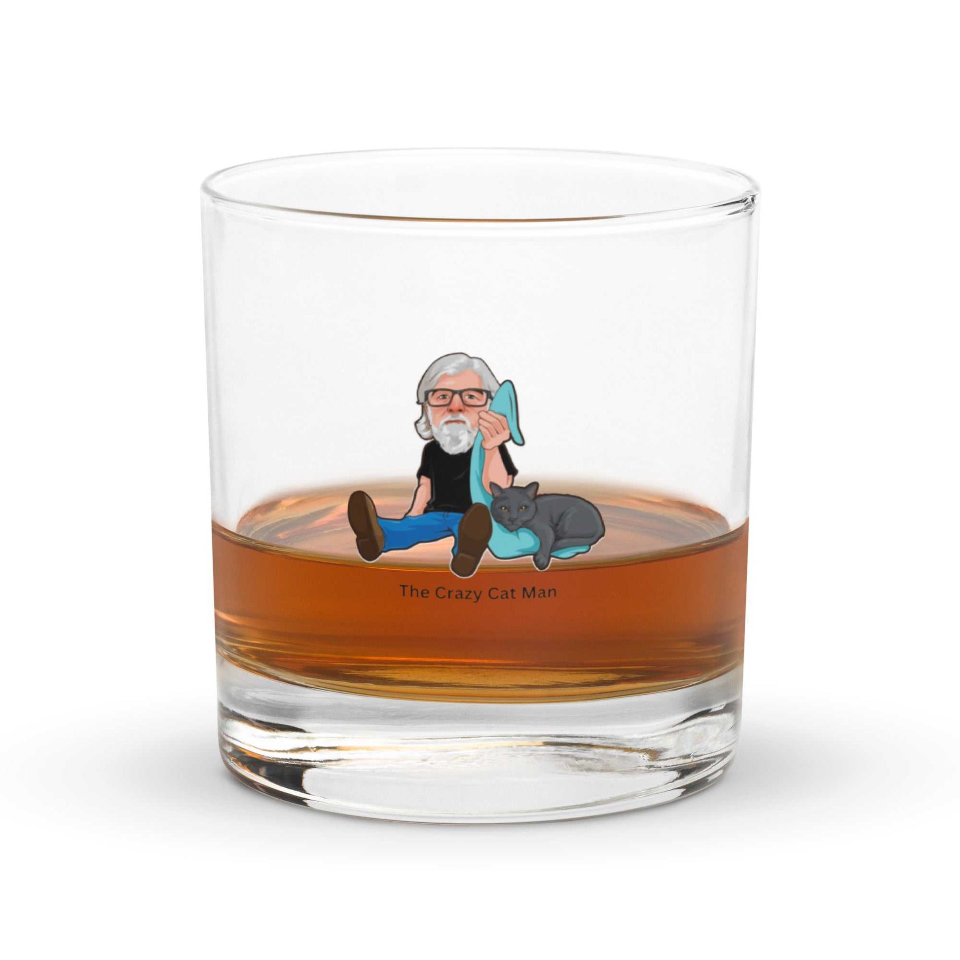 The Crazy Cat Man Signature Rocks Glass