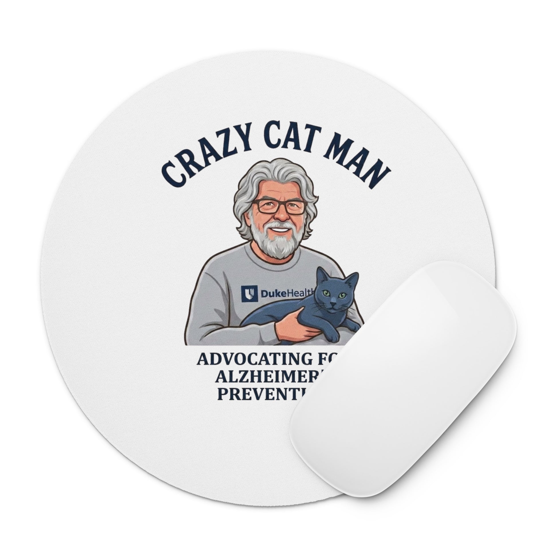 Support Alzheimer's Prevention with The Cat Man Signature Round Mouse Pad-3
