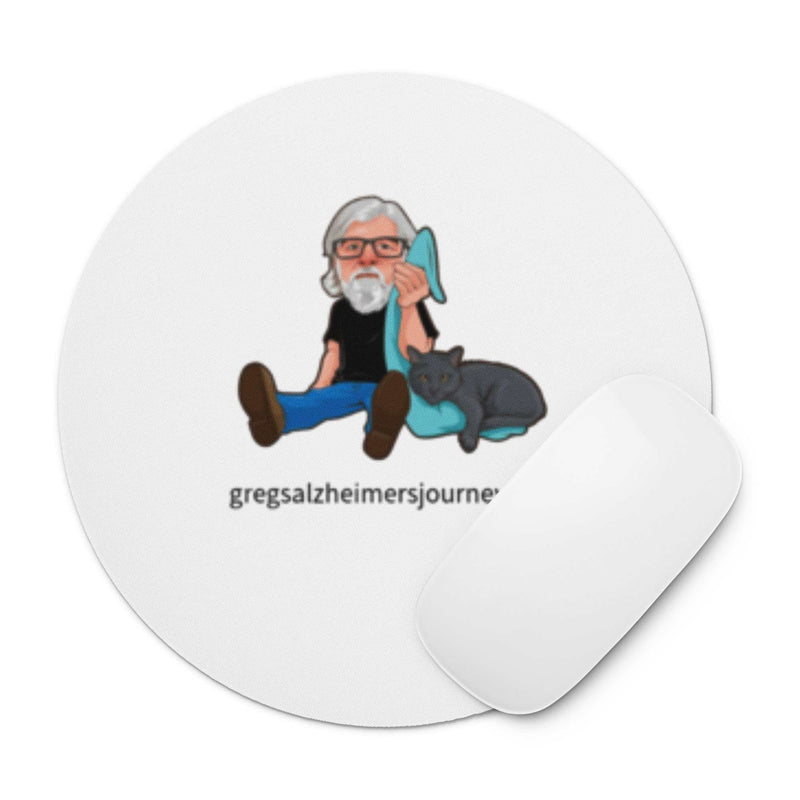 The Crazy Cat Man signature round mouse pad with non-slip rubber base and smooth surface for precise mouse control