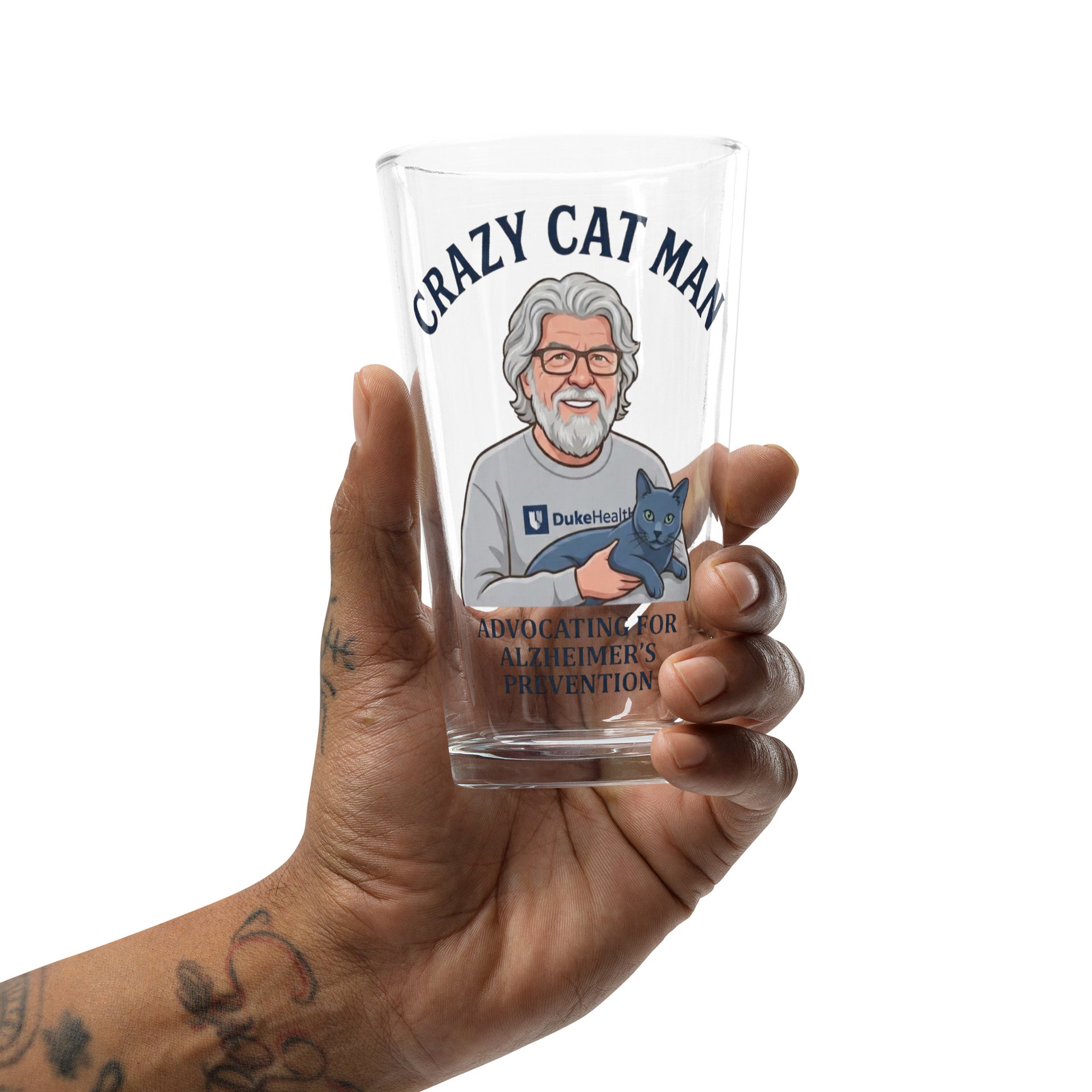 Embrace Alzheimer's Prevention with The Cat Man Signature Shaker Pint Glass