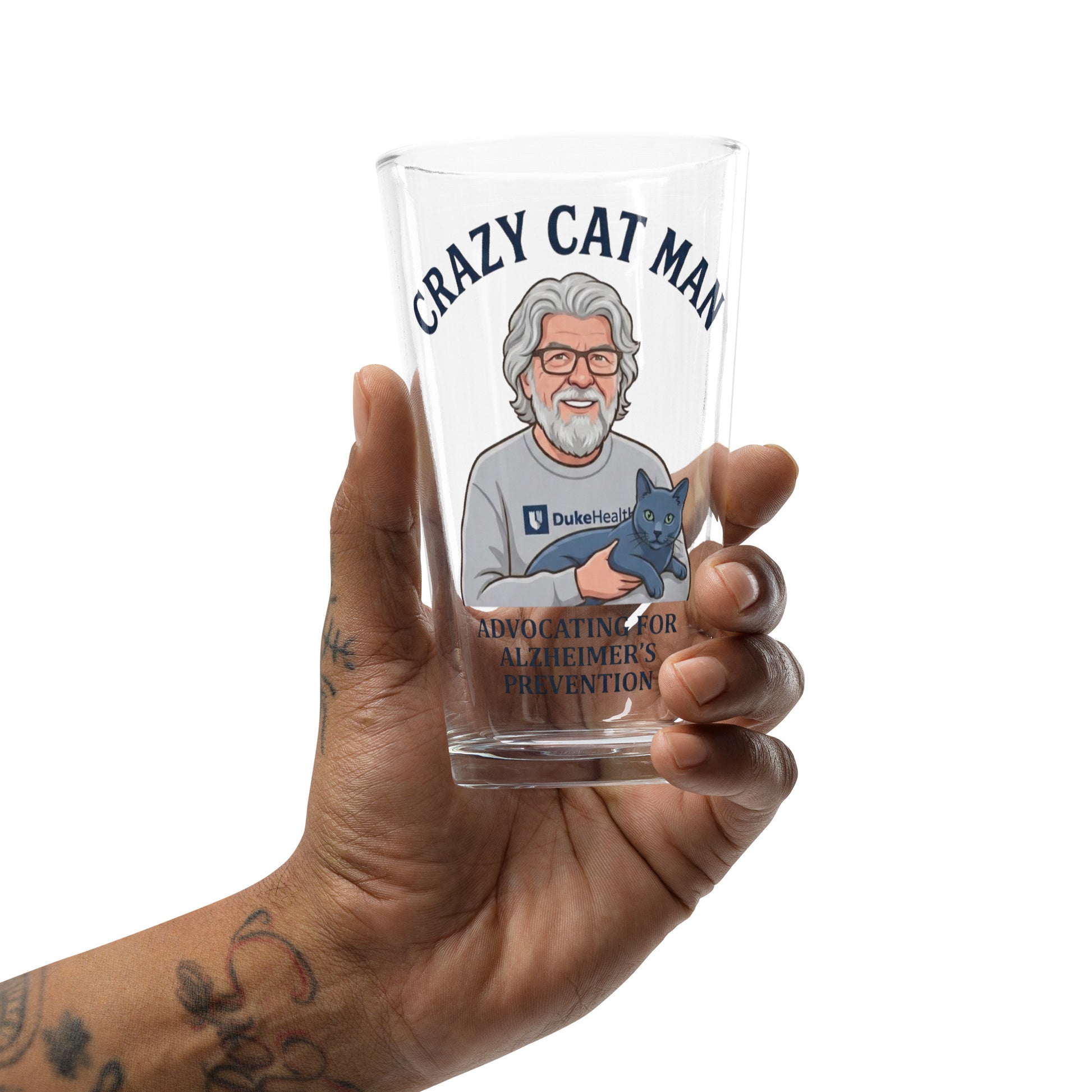 Embrace Alzheimer's Prevention with The Cat Man Signature Shaker Pint Glass-1