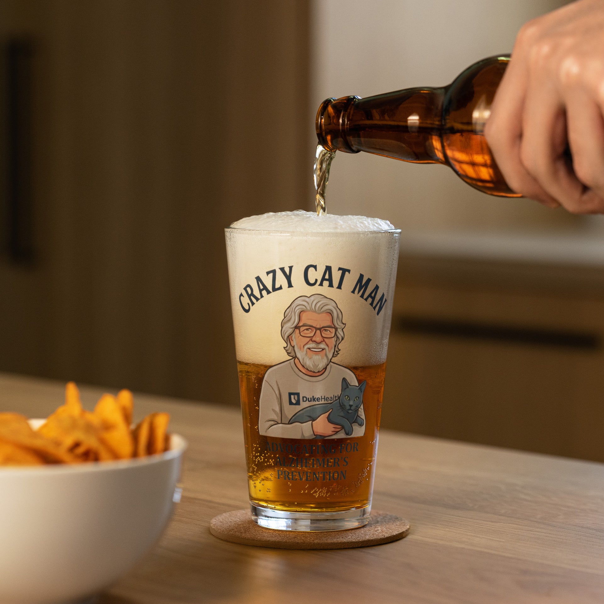 Embrace Alzheimer's Prevention with The Cat Man Signature Shaker Pint Glass