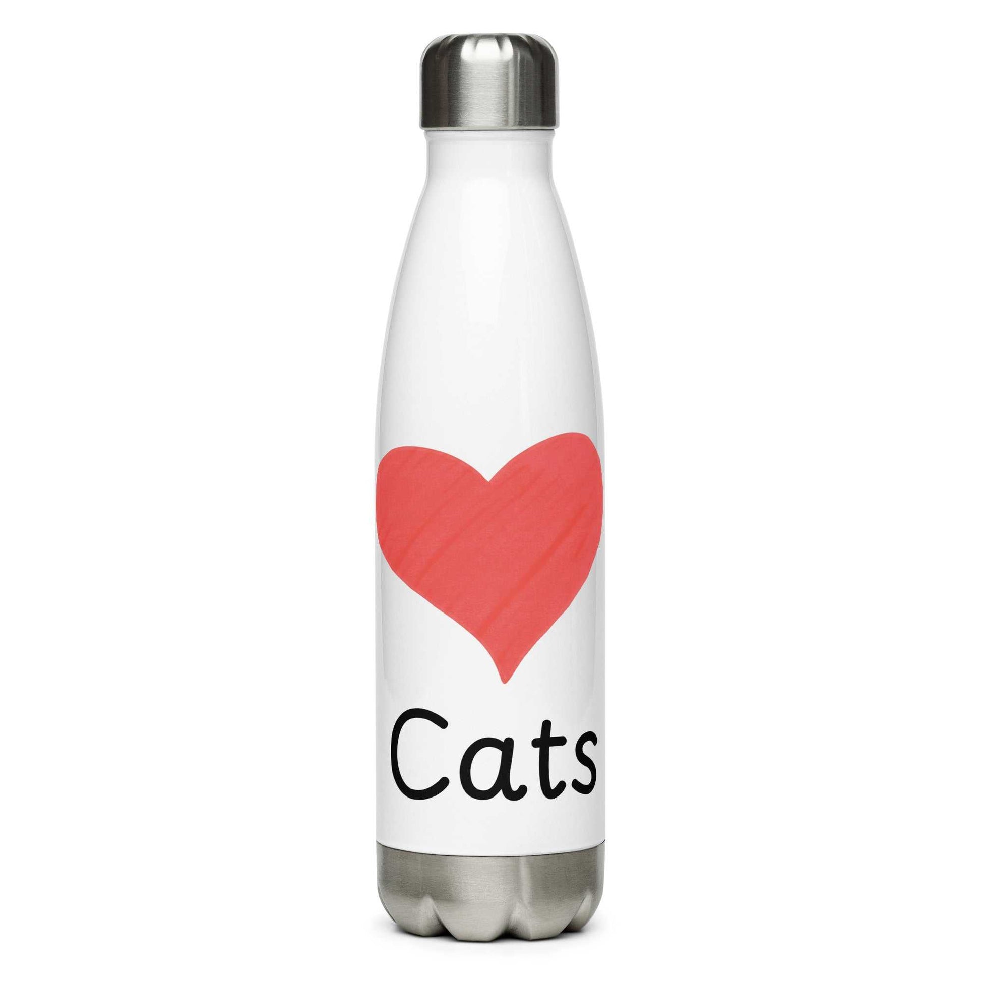 Stainless steel water bottle with love cats design, 17oz insulated and leak-proof flask