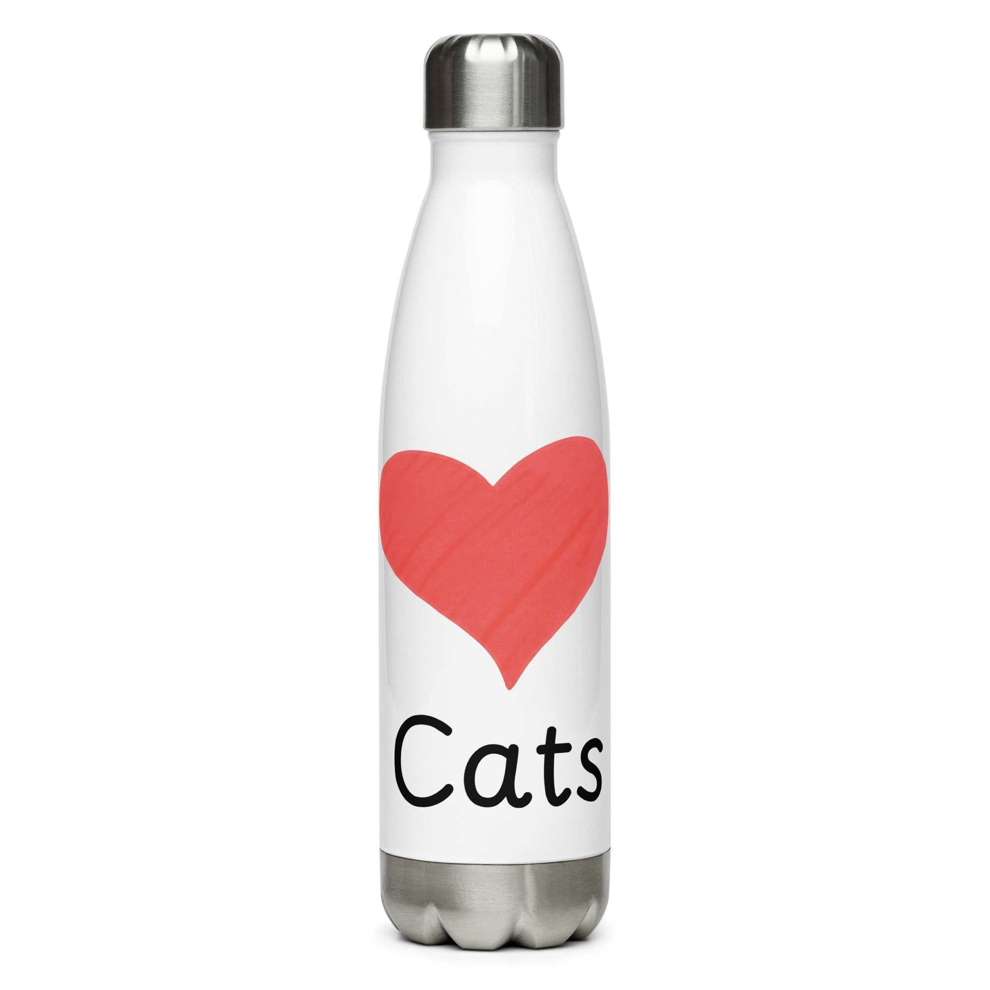 Stainless steel water bottle with love cats design, 17oz insulated and leak-proof flask