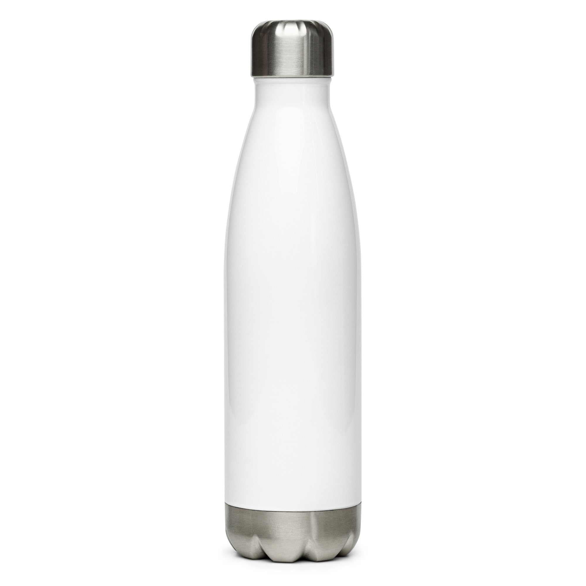 White stainless steel water bottle for Greg Rowlands Alzheimers Research Report