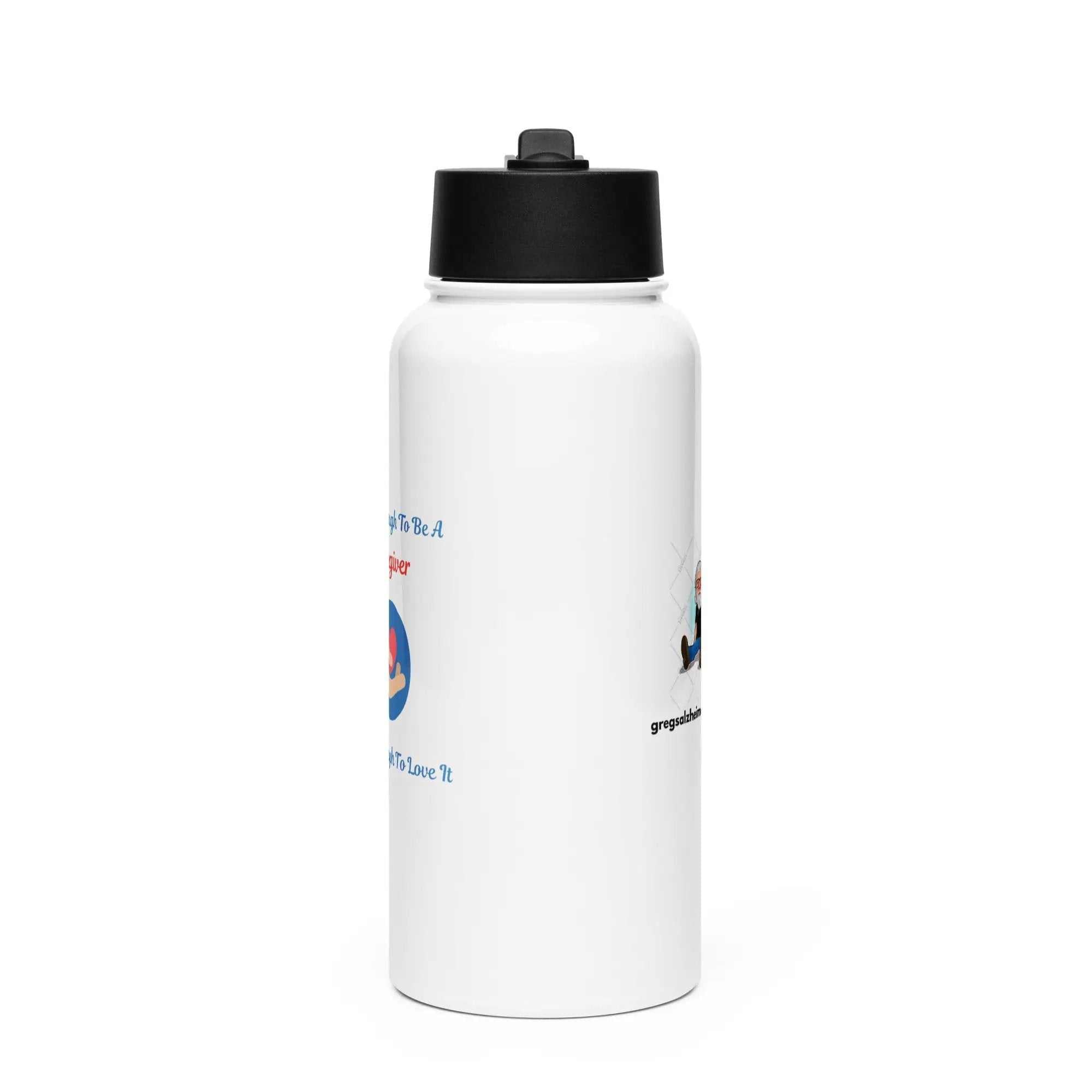 Caregiver Alzheimer's Awareness 32 oz insulated water bottle with black lid
