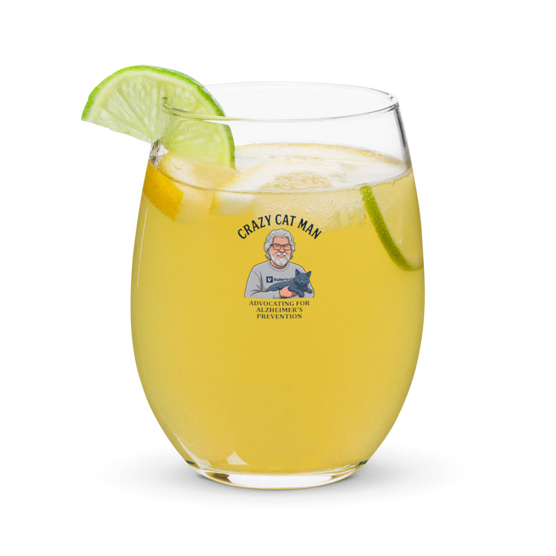 The Cat Man Signature Stemless Wine Glass - Celebrate Alzheimer's Prevention with Every Sip-1