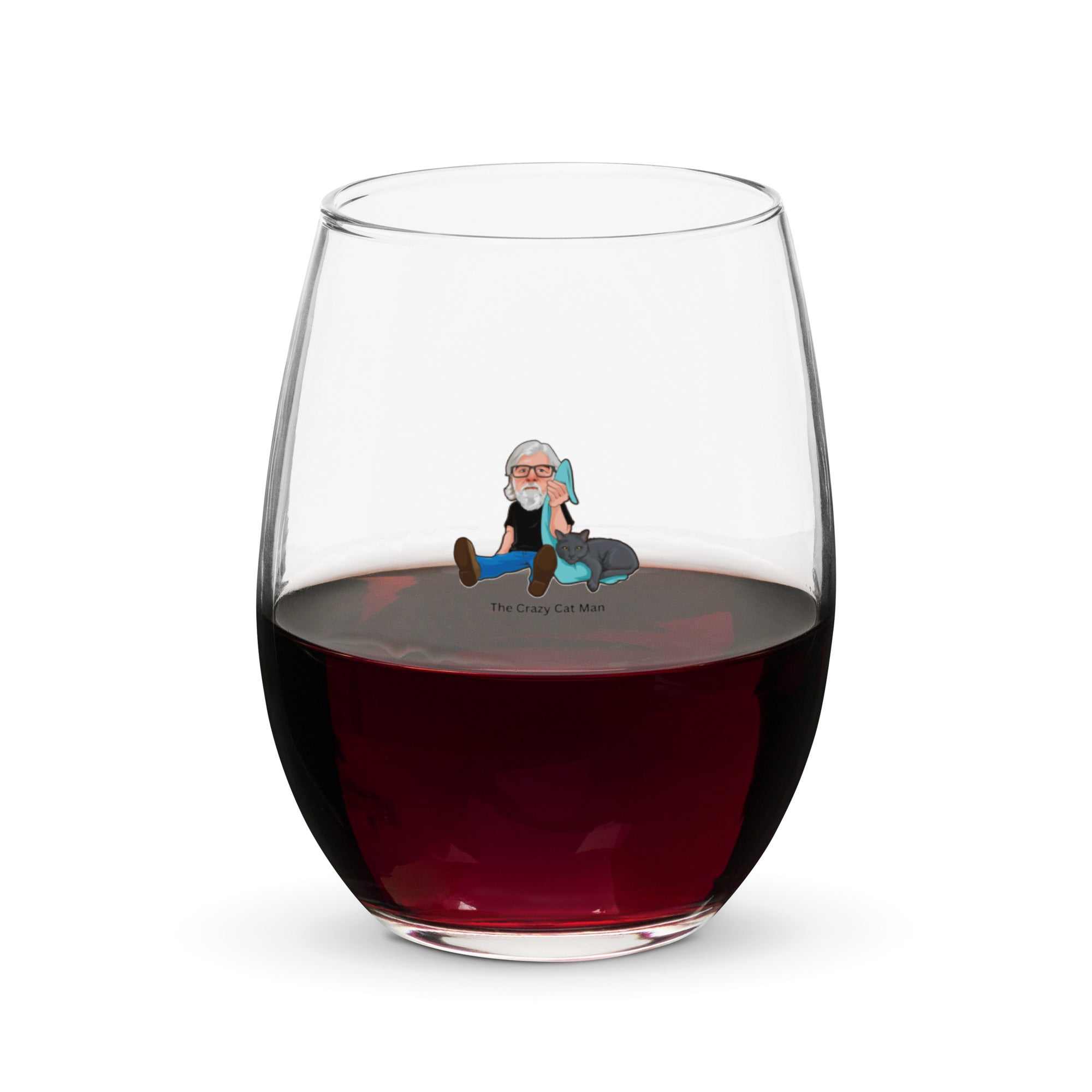 The Crazy Cat Man Signature Stemless Wine Glass