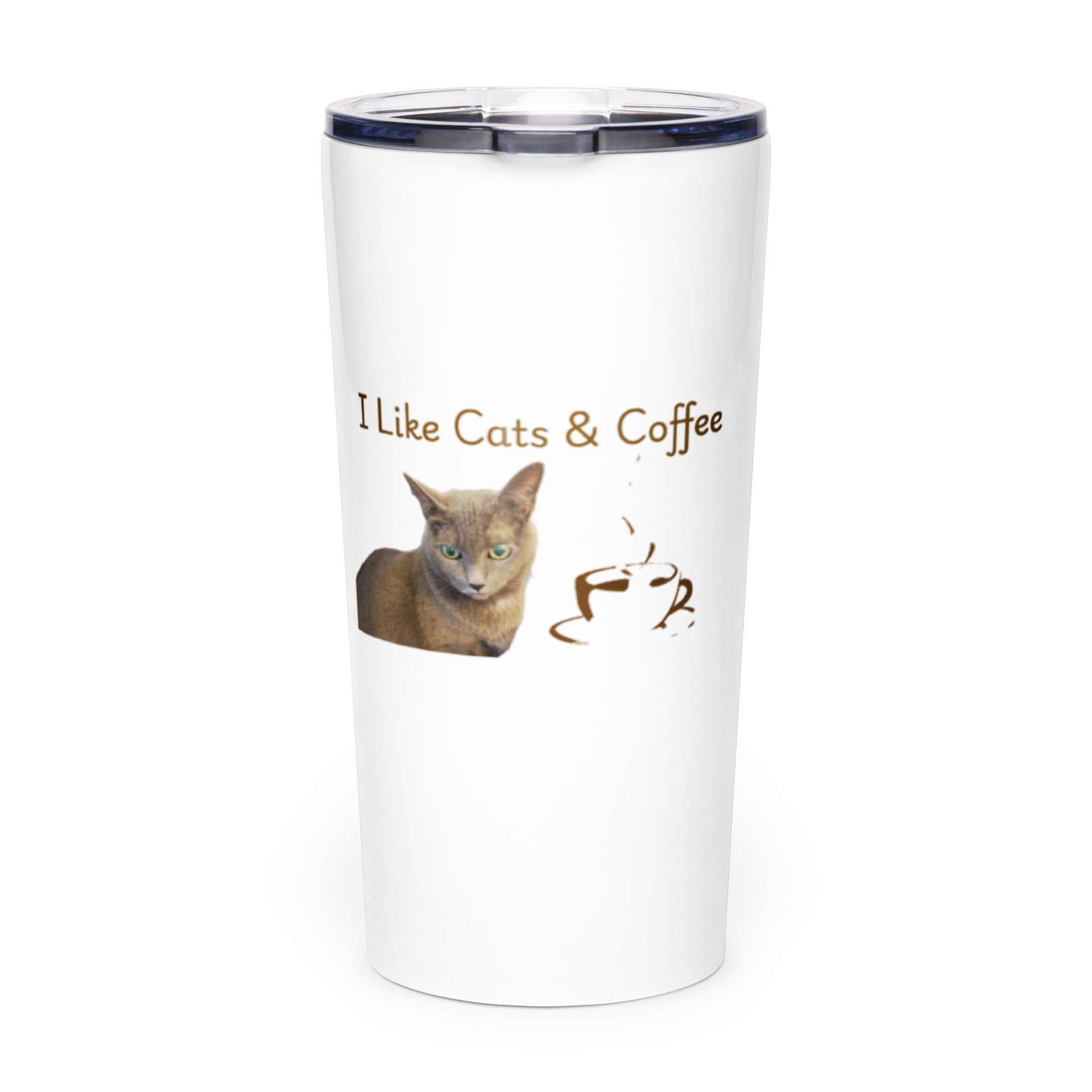 Tapered Stainless Steel Tumbler - I Like Cats & Coffee for Hot or Cold Drinks - Greg's AZ Store