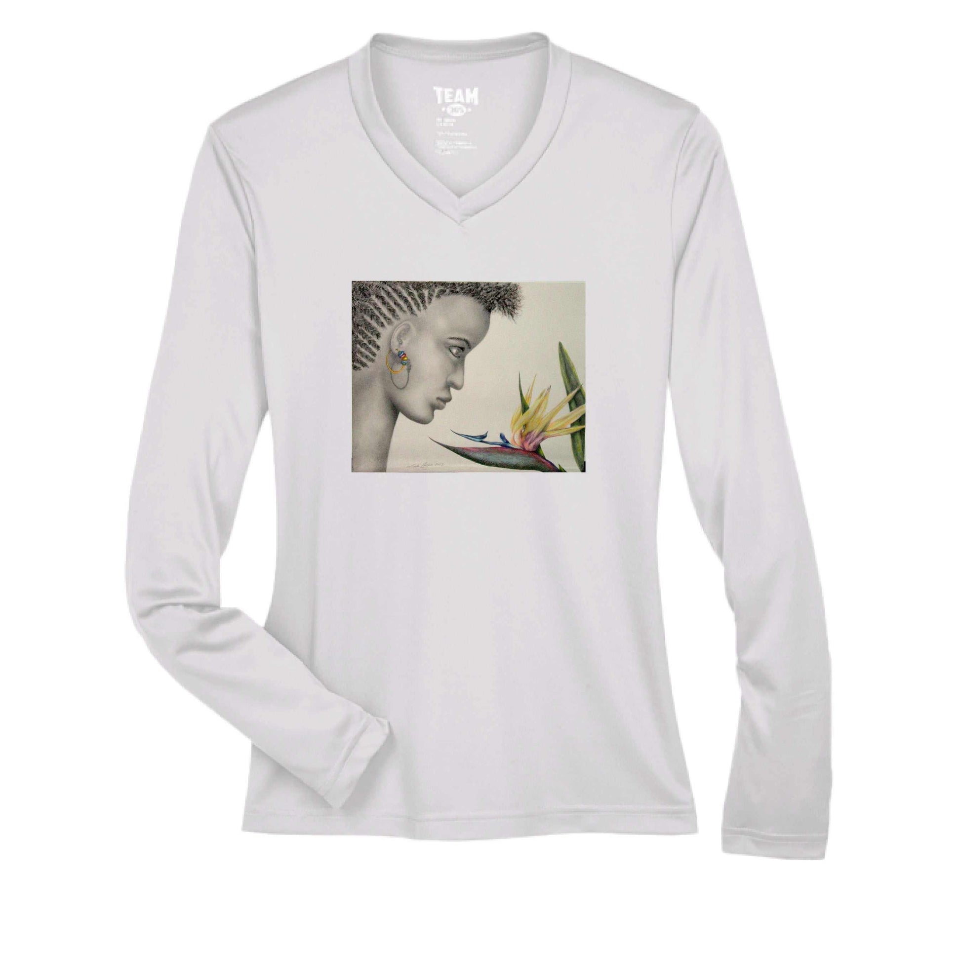Women's Original Art Shirt - Performance Long Sleeve with "The Flower" Painting Printed - Greg's AZ Store