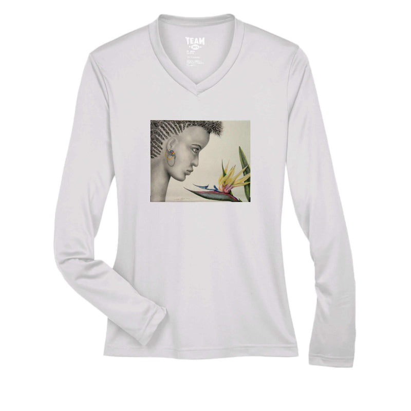 Women's Original Art Shirt - Performance Long Sleeve with "The Flower" Painting Printed - Greg's AZ Store