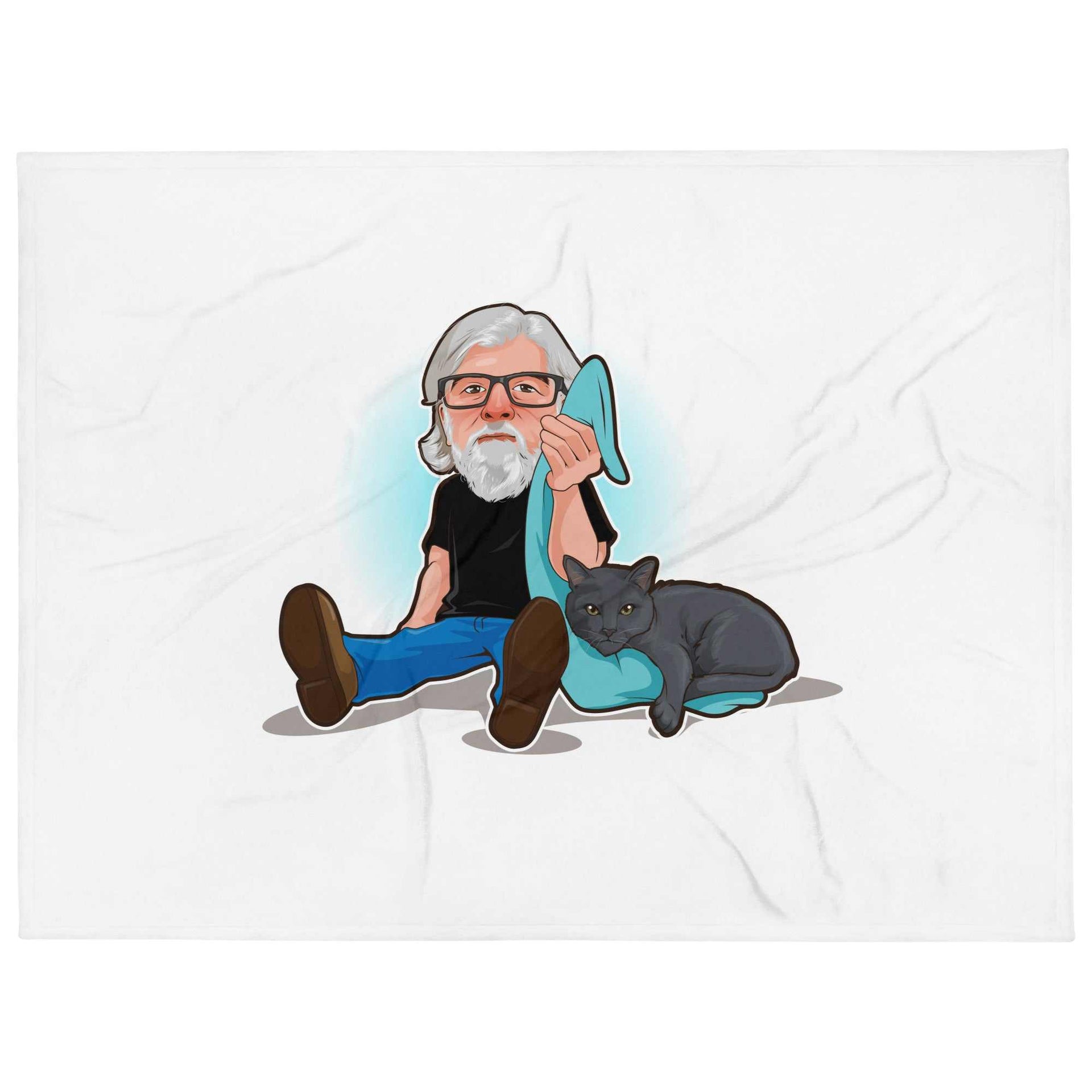 The Cat Man Signature Throw Blanket | Alzheimer's Awareness - Greg's AZ Store