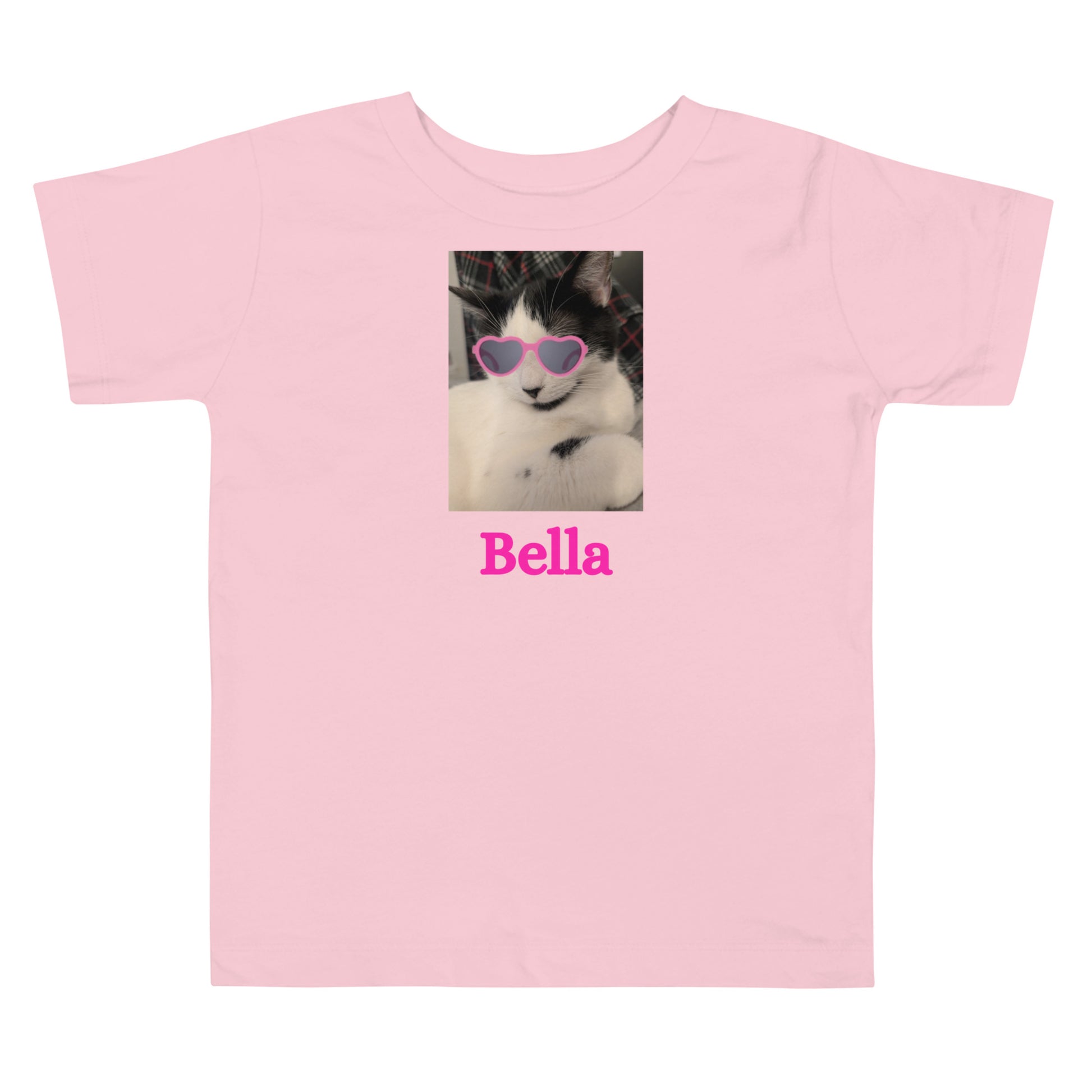 "Bella" Cat with Pink Sunglasses Toddler Short Sleeve Tee