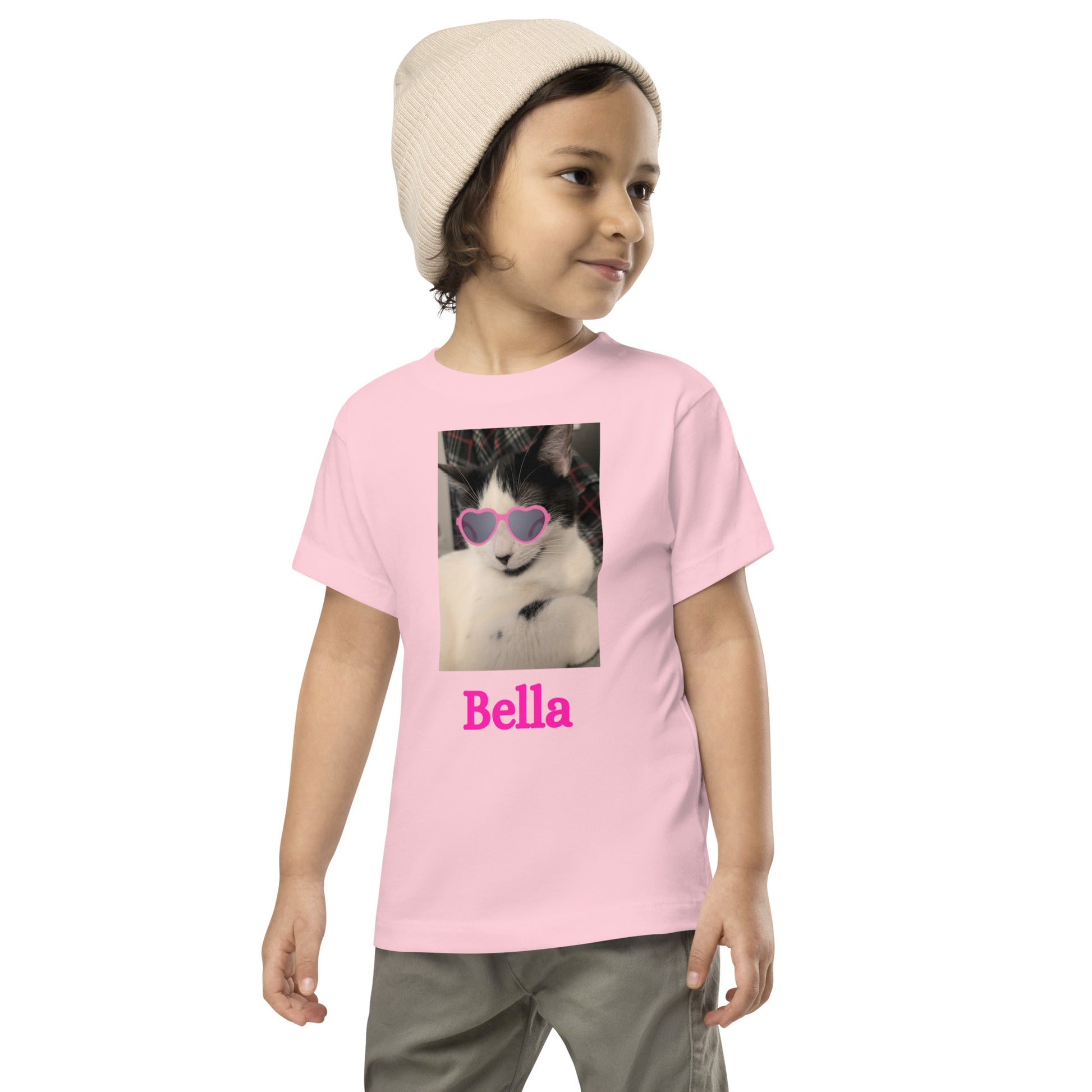 "Bella" Cat with Pink Sunglasses Toddler Short Sleeve Tee