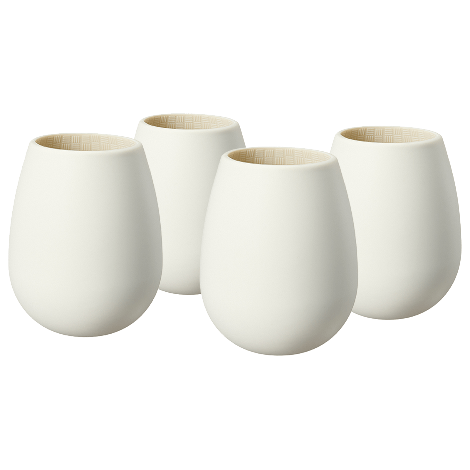 Set of 4 white silicone stemless wine glasses, shatterproof and reusable for outdoor use