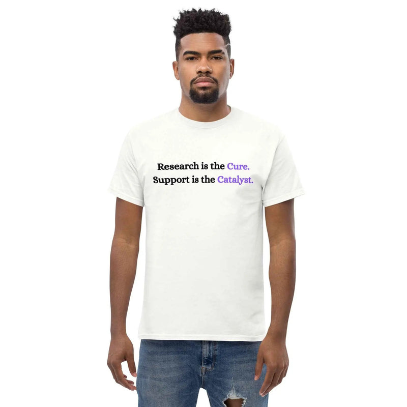 White unisex Alzheimer's Awareness T-shirt by Greg's AZ Store featuring a simple, supportive design on the front.