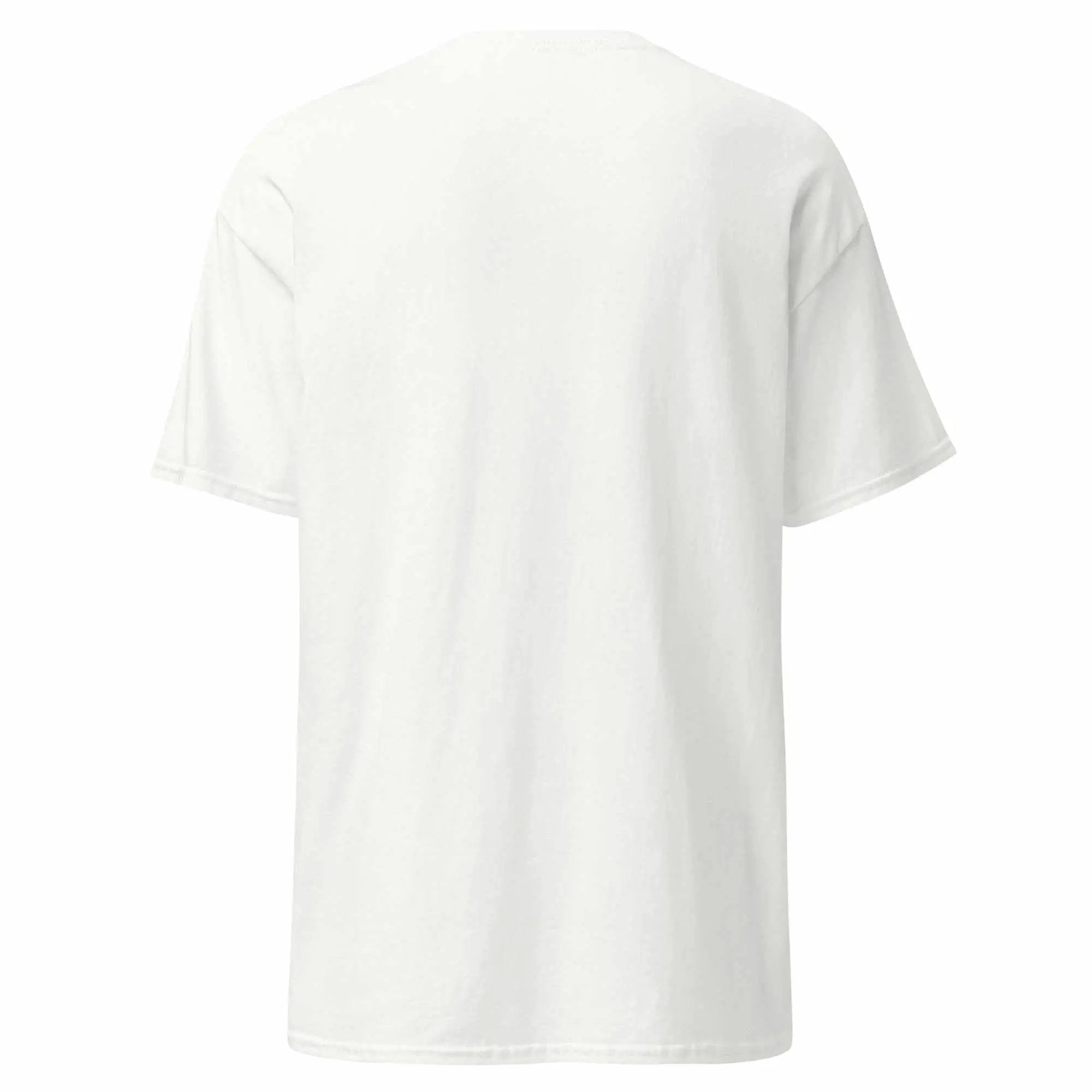 White unisex T-shirt from Greg's AZ Store featuring a classic design with "Alzheimer's Sucks" print on the front.