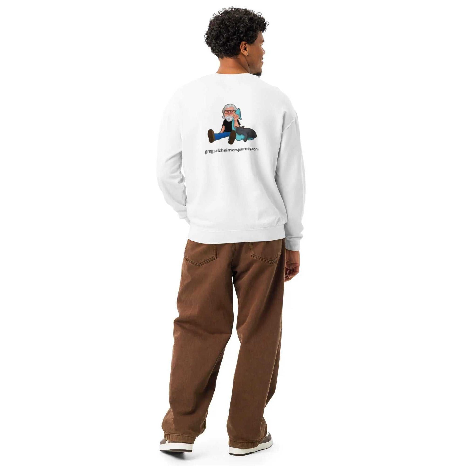 Unisex Garment-Dyed Fleece Crewneck Sweatshirt with The Catman Logo, featuring a cozy fleece fabric and casual fit.