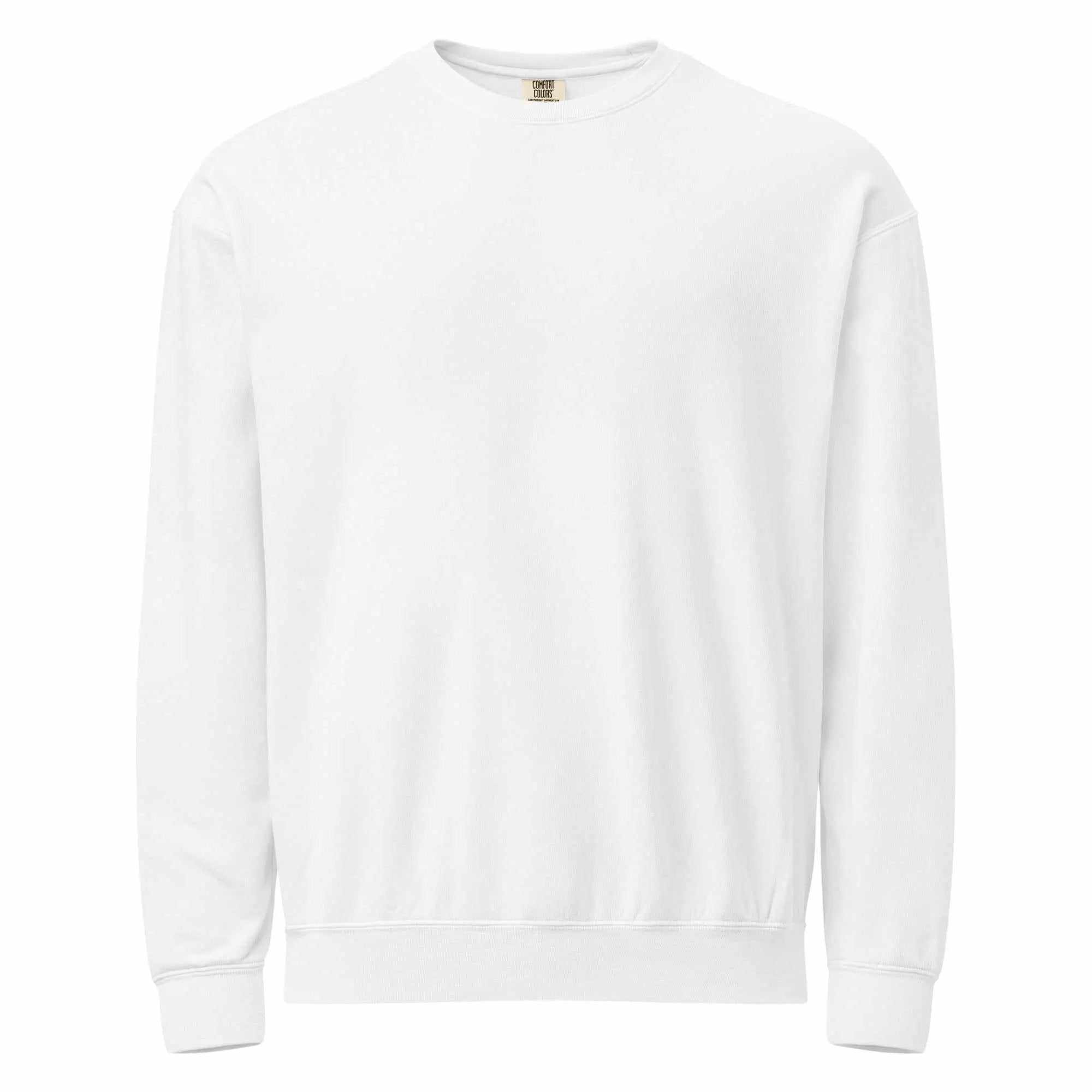 Unisex garment-dyed fleece crewneck sweatshirt with The Catman logo, featuring a cozy, casual fit and colorful design.