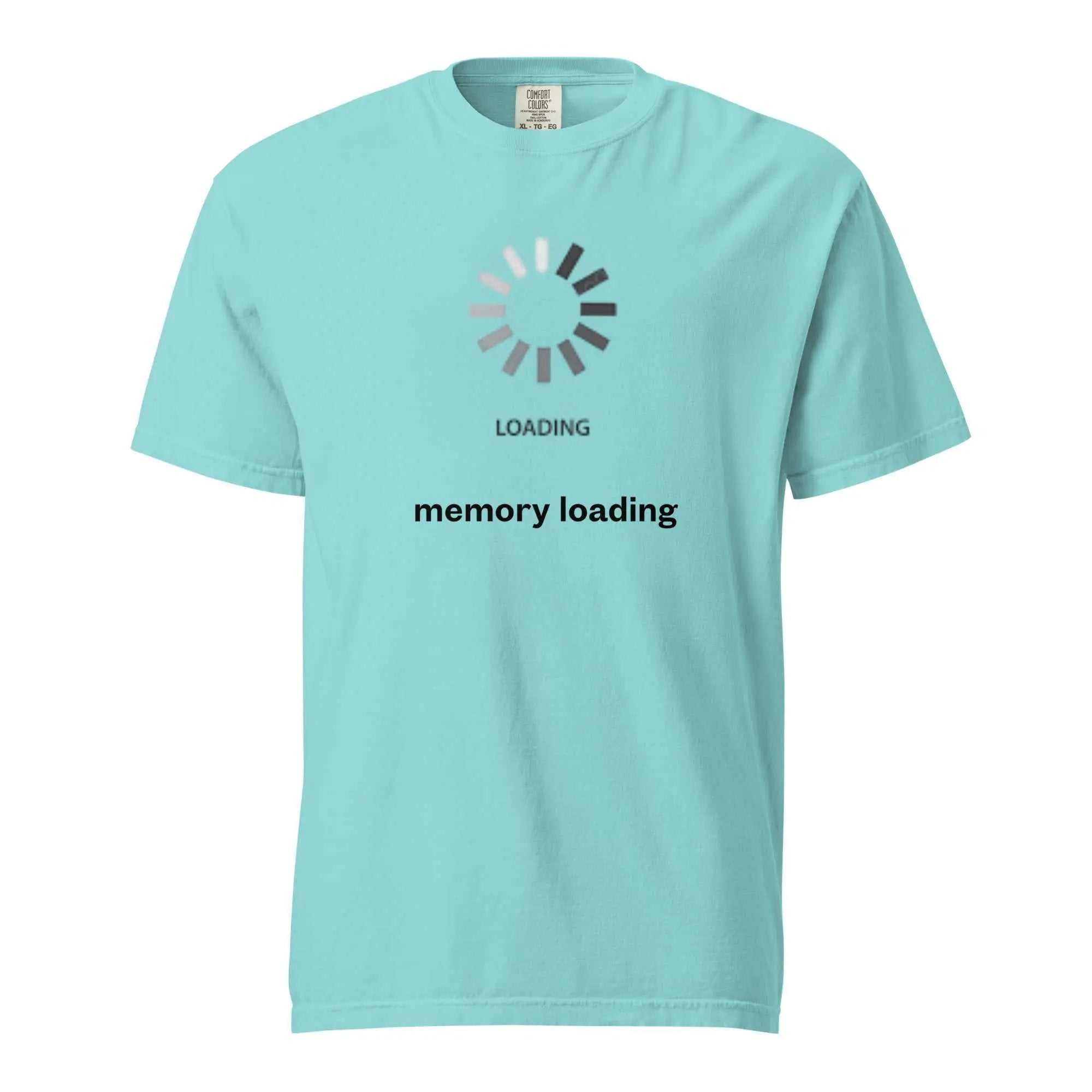 Light blue Memory Loading heavyweight tee with a loading icon and text