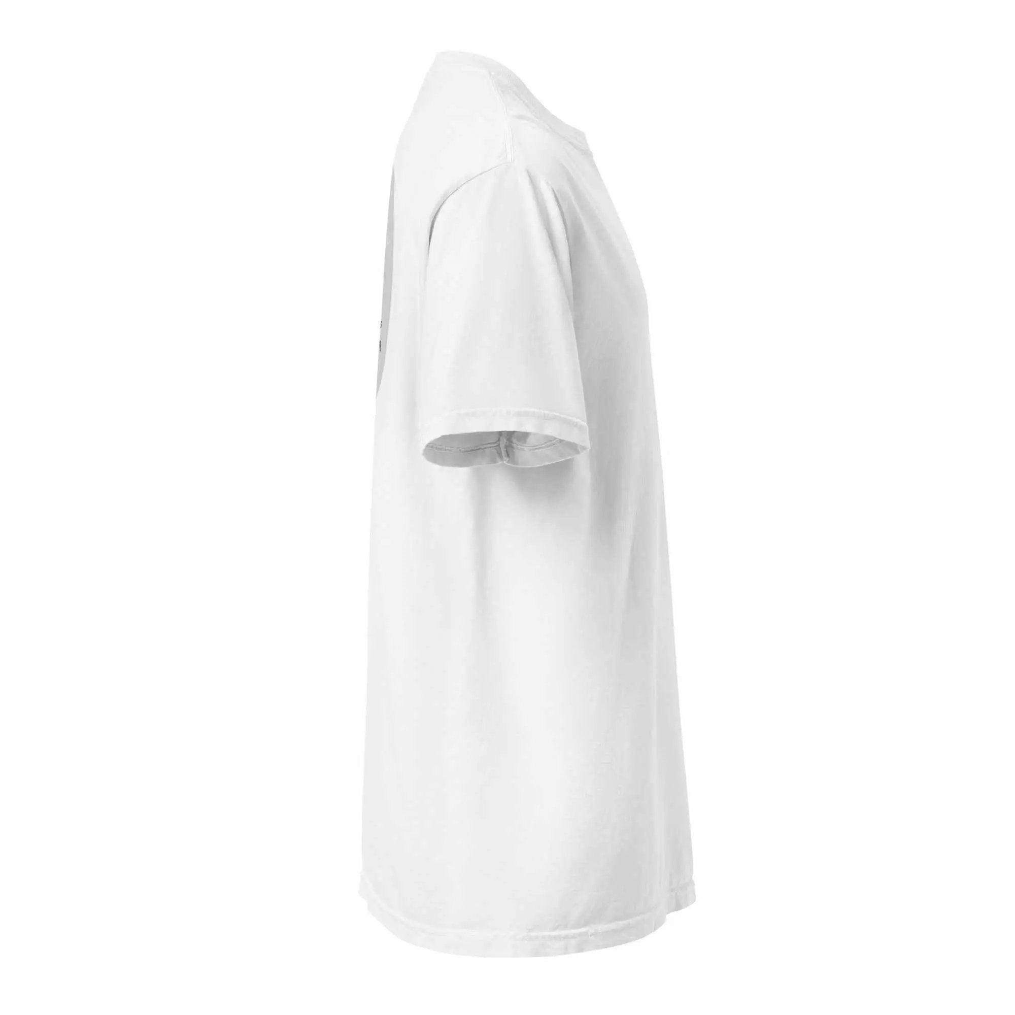 Side profile of a white Alzheimer's T-shirt unisex garment-dyed heavyweight