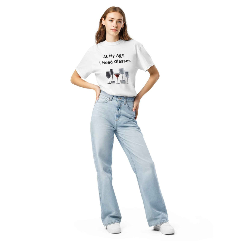 At My Age I Need Glasses Women's Garment-Dyed Heavyweight T-Shirt - I Need Glasses T-Shirt - Greg's AZ Store