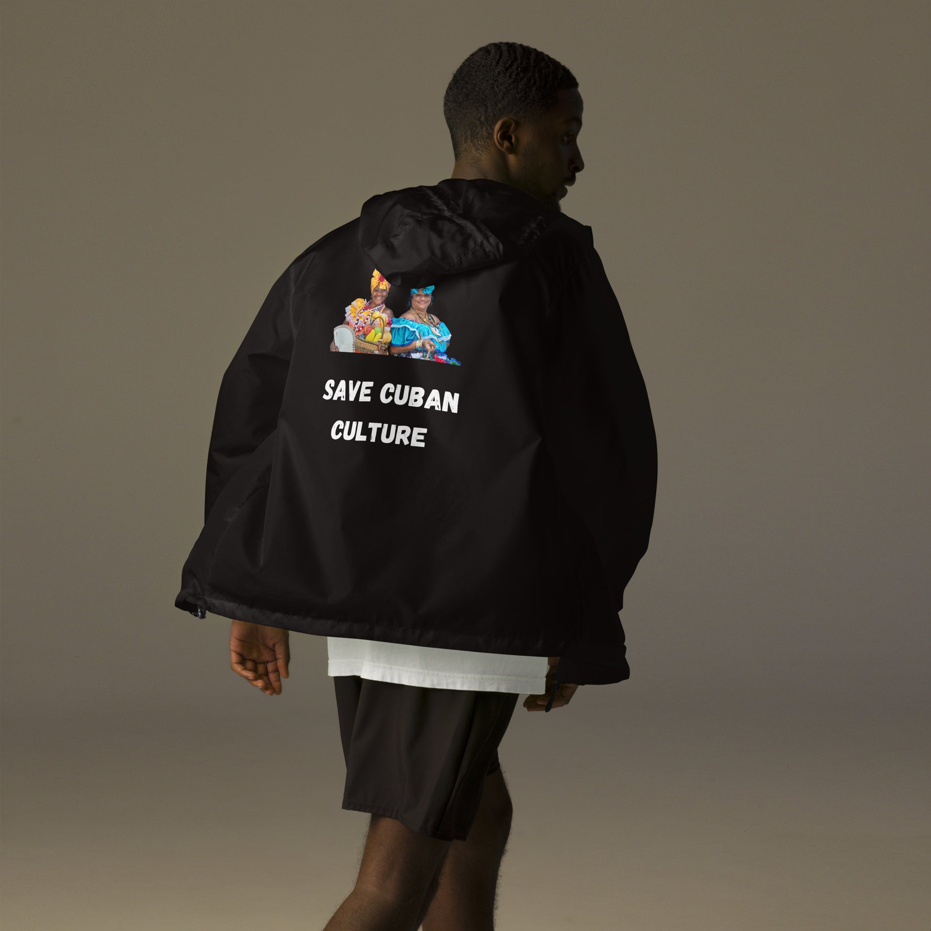 "Save Cuban Culture" With Dancers Unisex Lightweight Zip Up Windbreaker