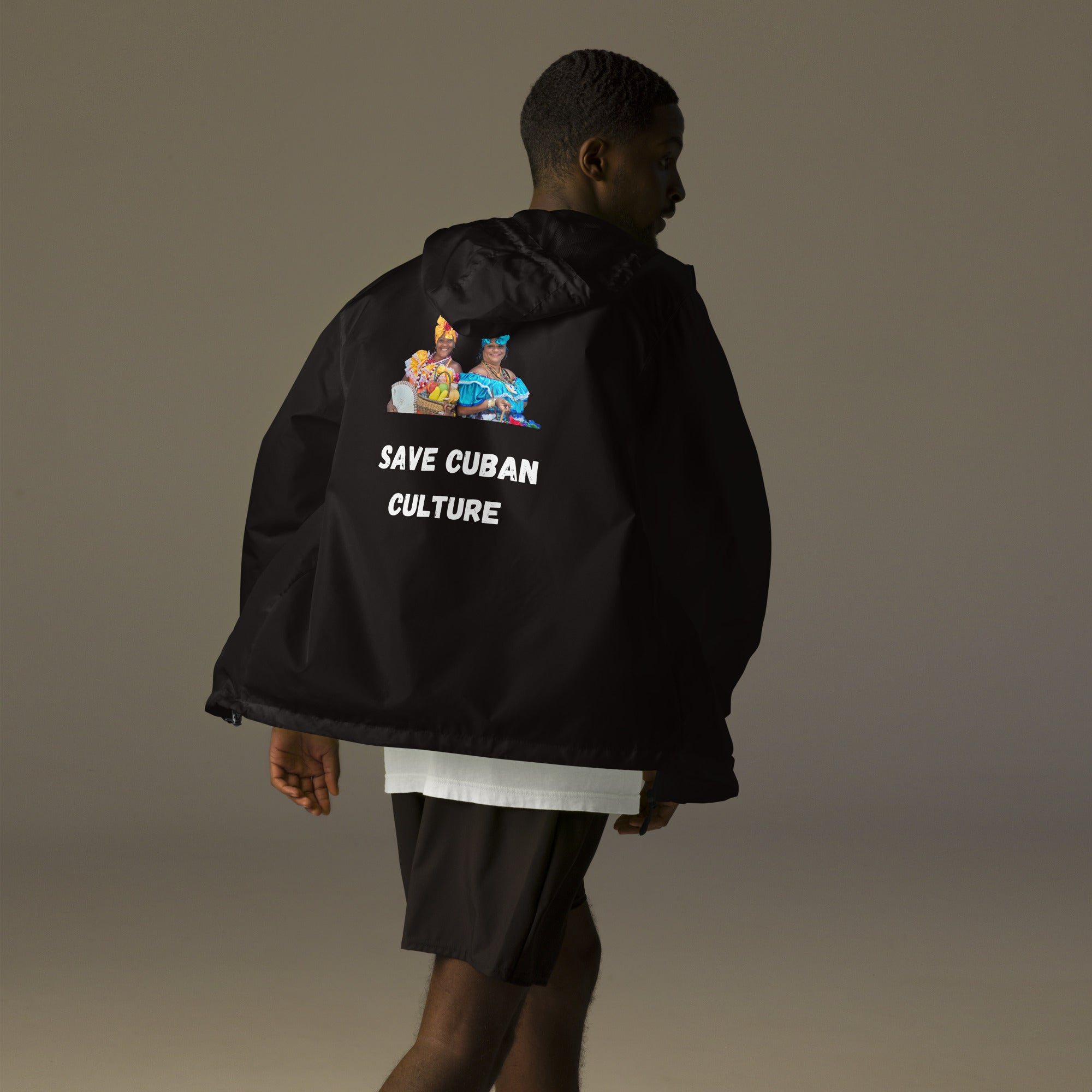 "Save Cuban Culture" With Dancers Unisex Lightweight Zip Up Windbreaker