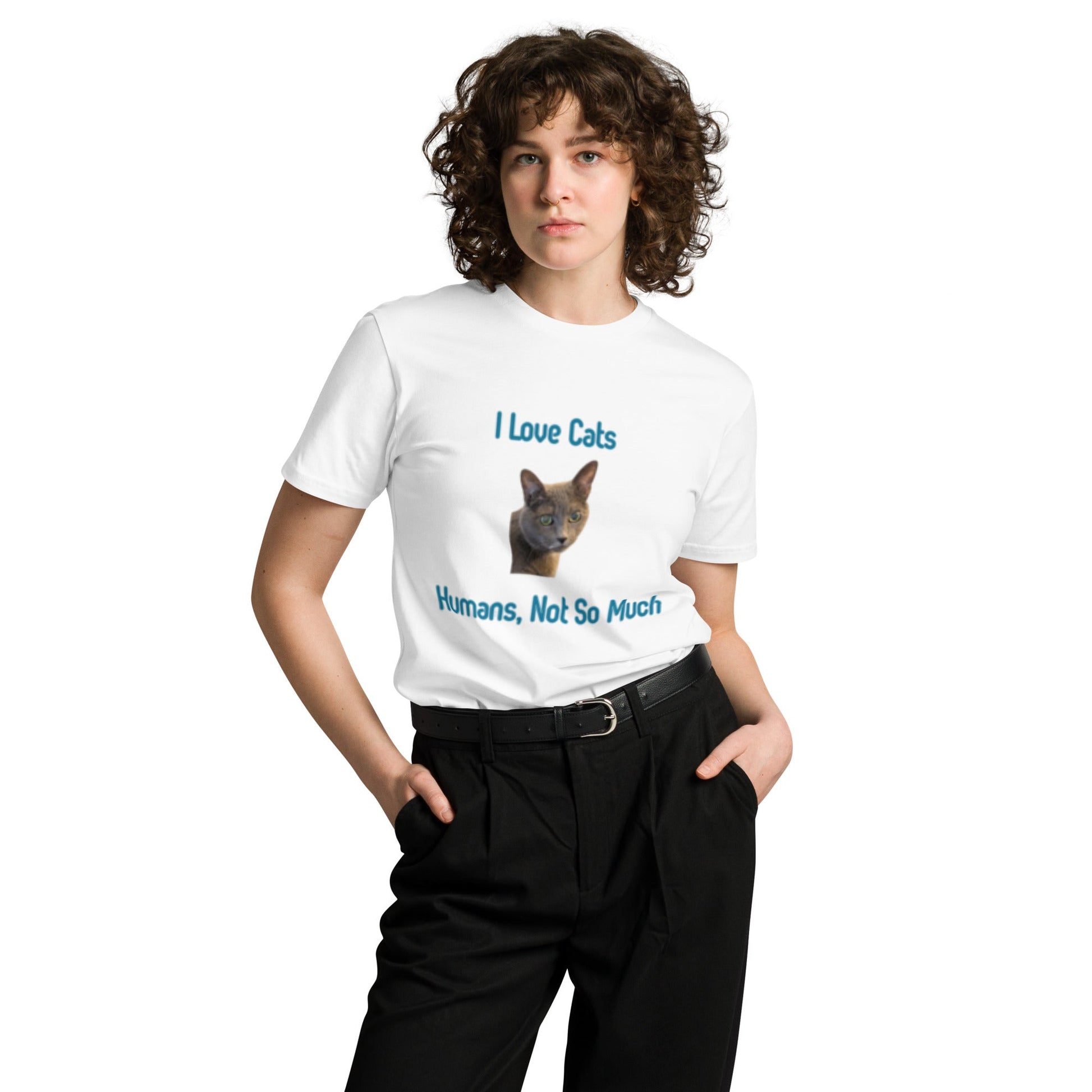 Unisex Premium Cotton T-Shirt - I Love Cats, Humans, Not So Much