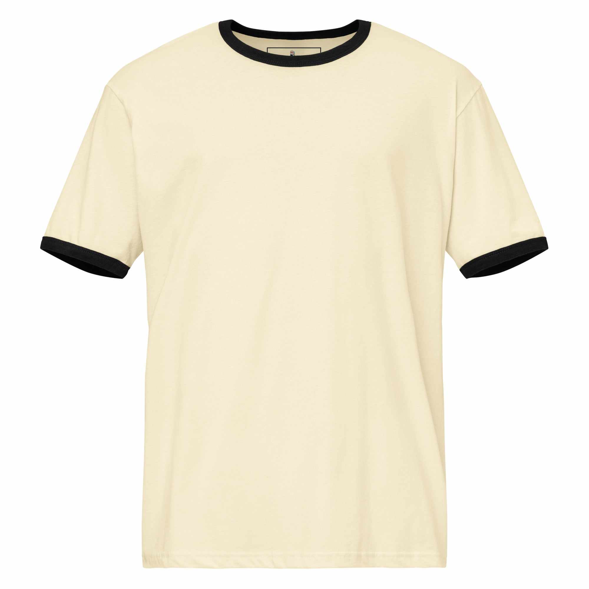Cream unisex Alzheimer's awareness ringer t-shirt with black collar and sleeve trim