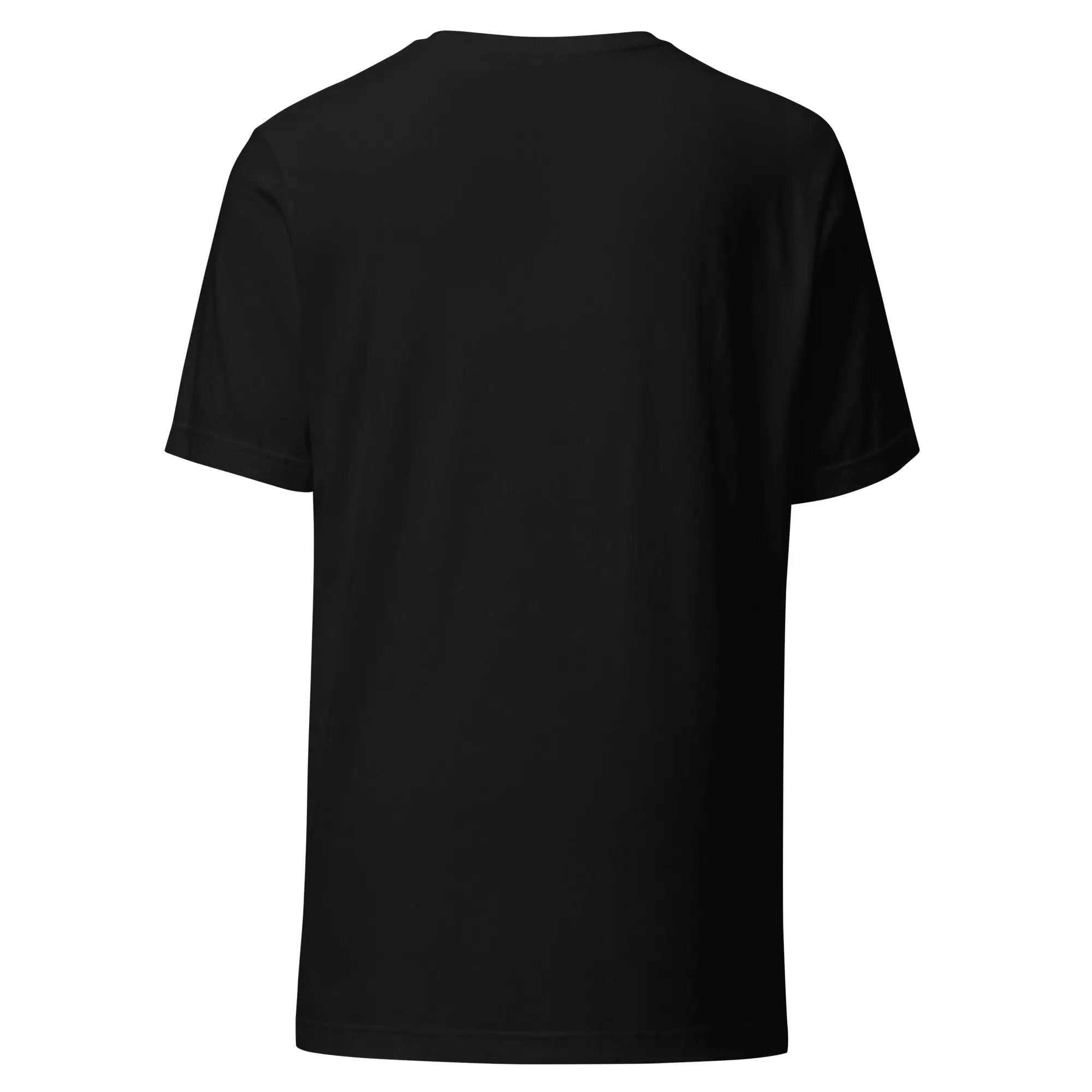 Back view of plain black unisex Alzheimers Sucks T-shirt