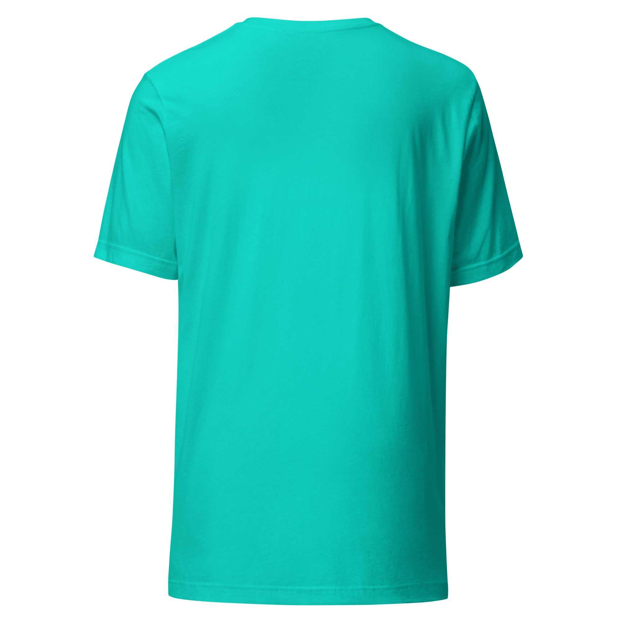 Back view of a plain teal Memories Matter Alzheimer's Awareness T-Shirt