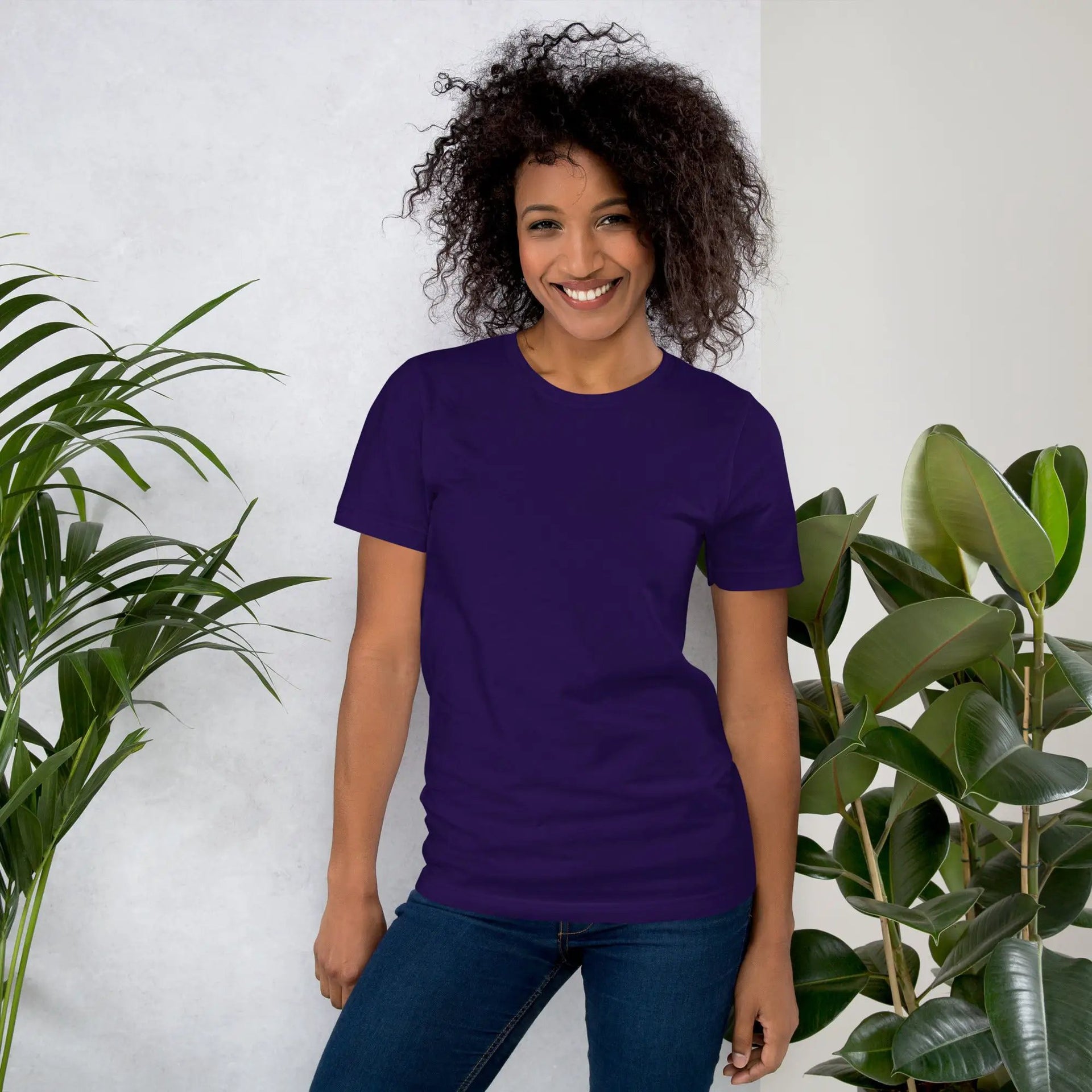 Unisex purple T-shirt supporting Alzheimer's awareness with "I Wear Purple" slogan, front view, casual style by Greg's AZ Store.