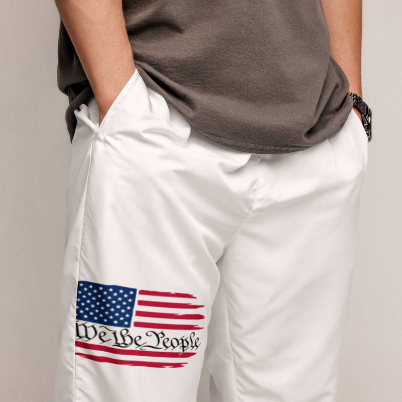 Unisex Track Pants Emblazoned With An American Flag "We The People"