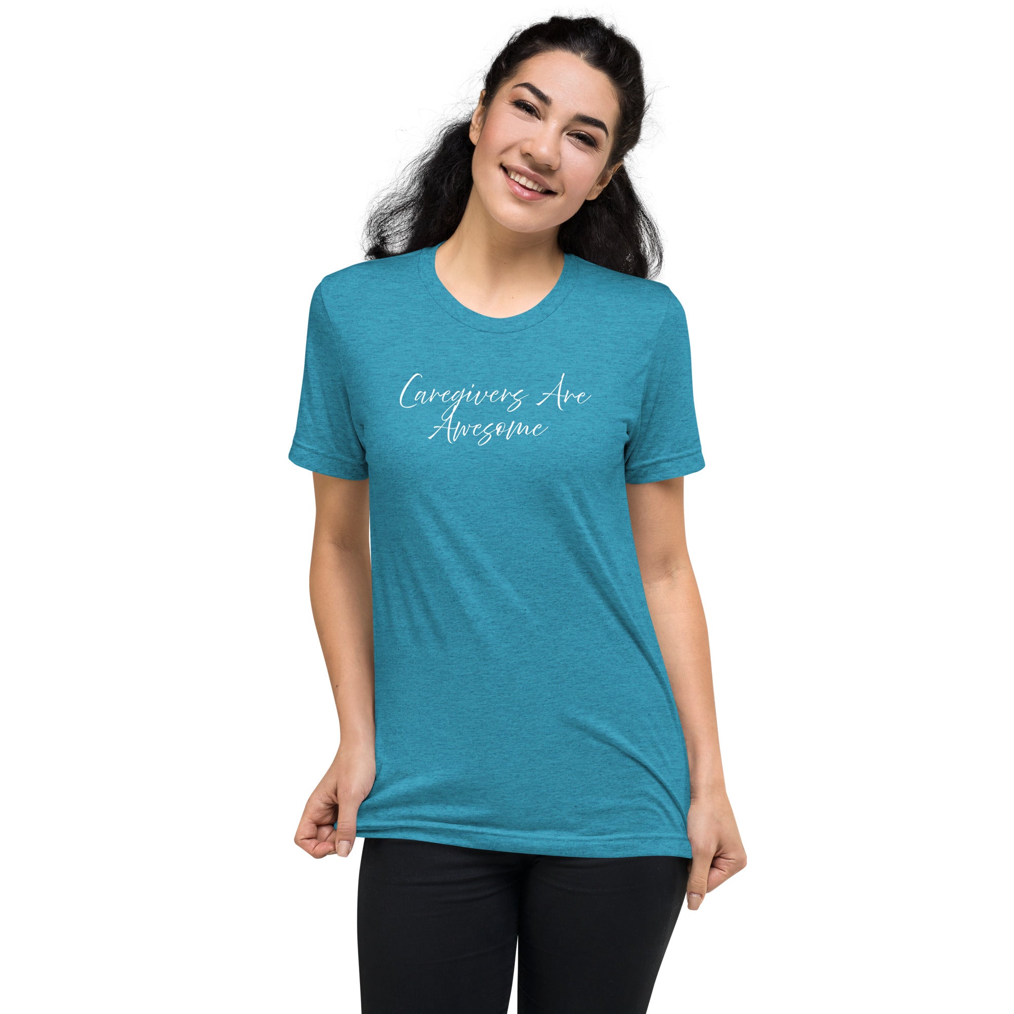 Caregiver Pride Unisex Fitted T-Shirt | Blue with White Graphics
