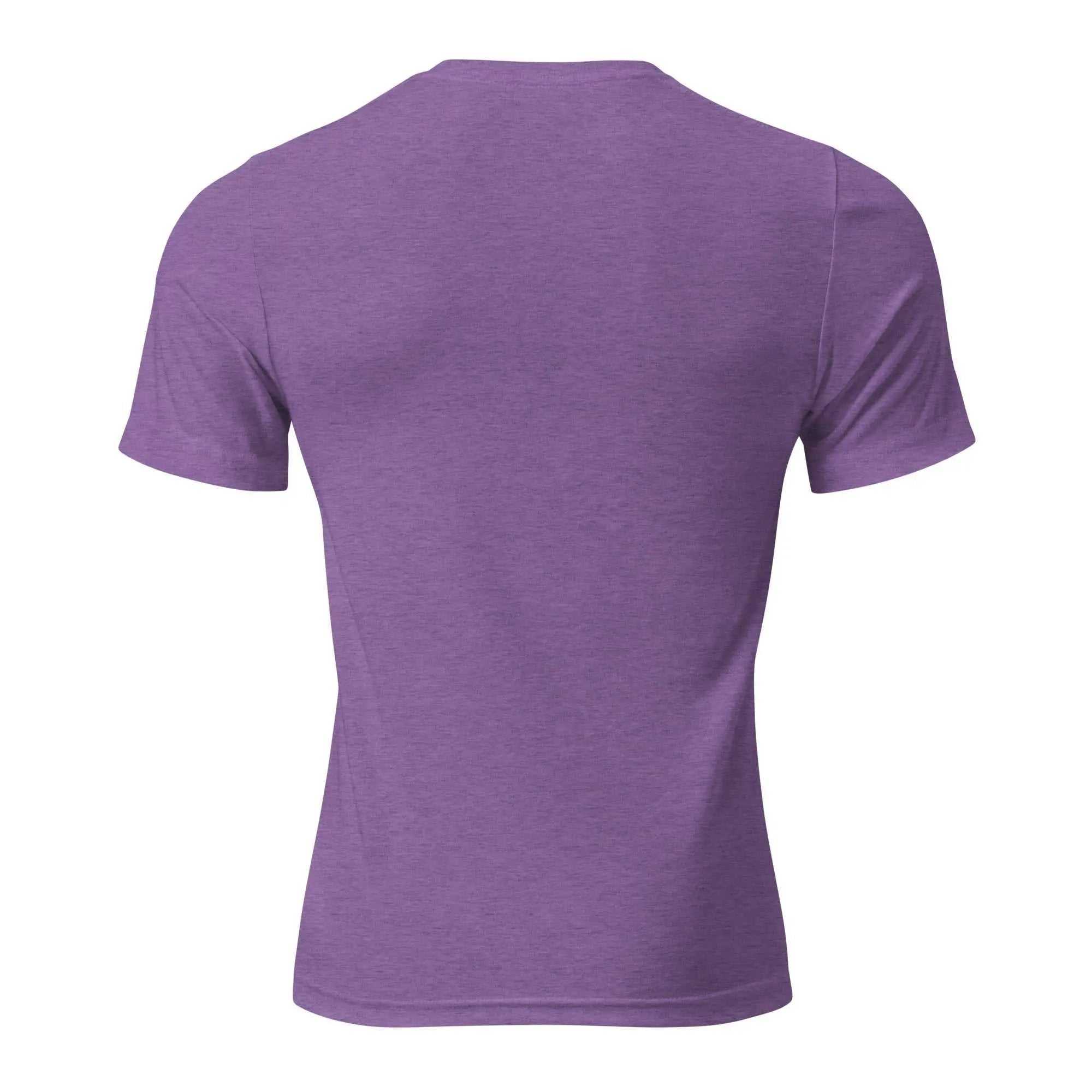 Back view of a plain purple unisex short sleeve Its Infusion Day Alzheimers Awareness T-Shirt