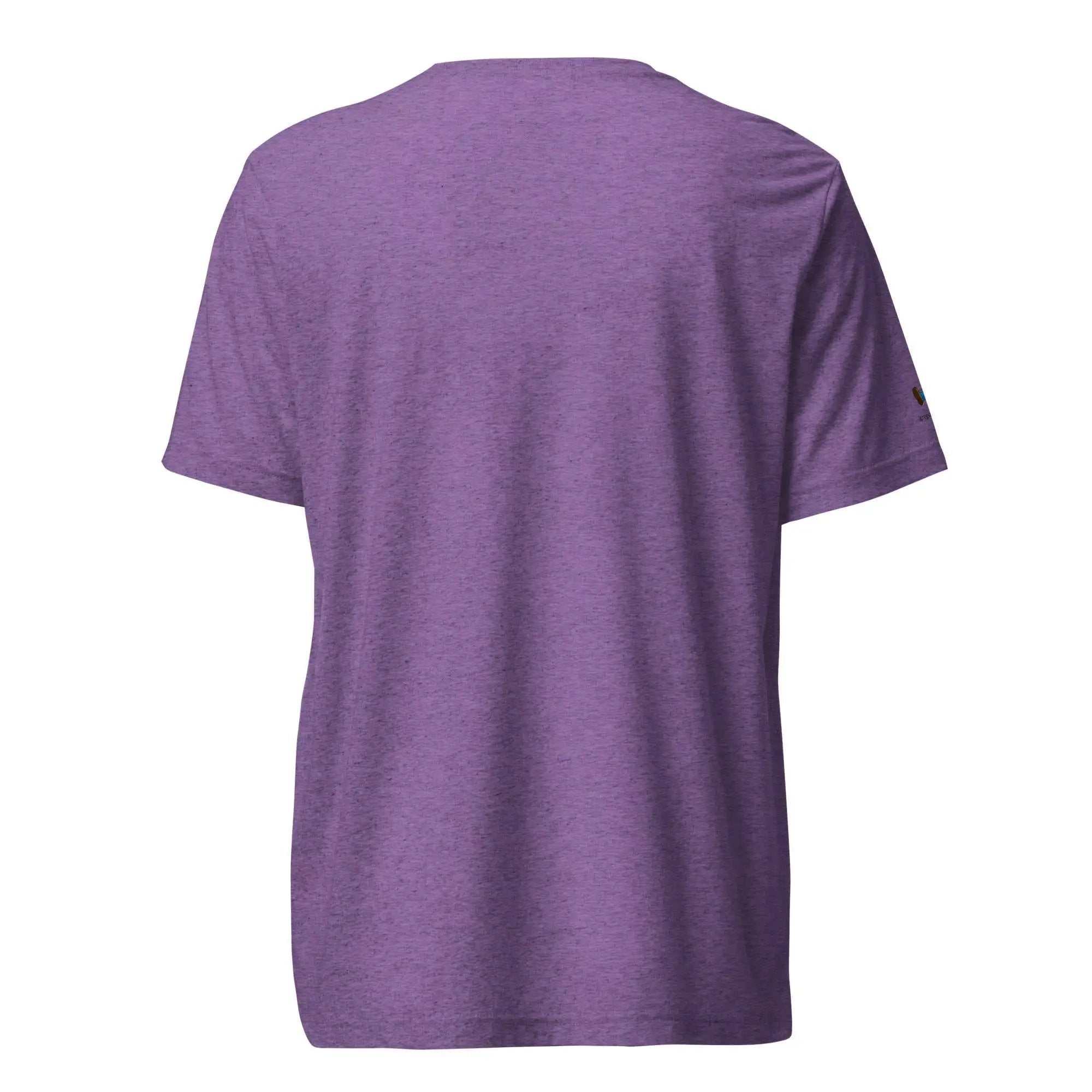 Back view of a purple heather Alzheimer's Awareness Shirt