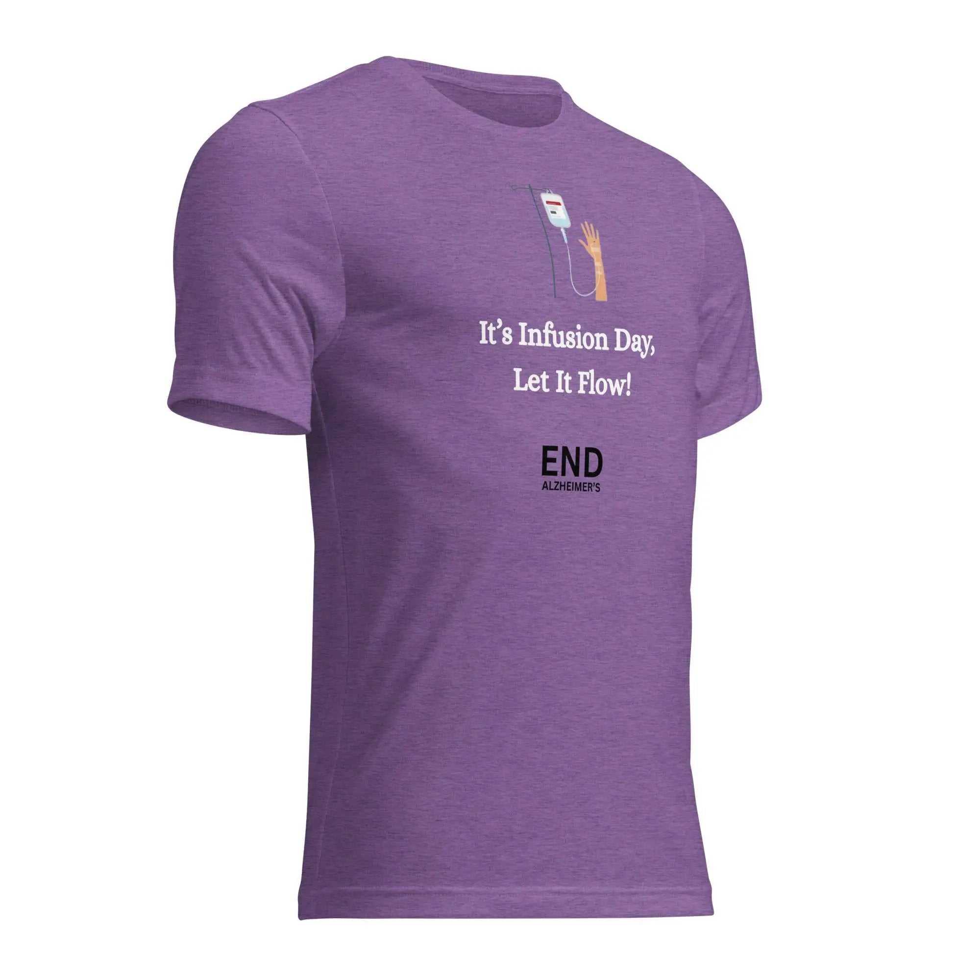 Unisex purple Alzheimer's awareness T-shirt by Greg's AZ Store, featuring a short sleeve design and breathable tri-blend fabric.