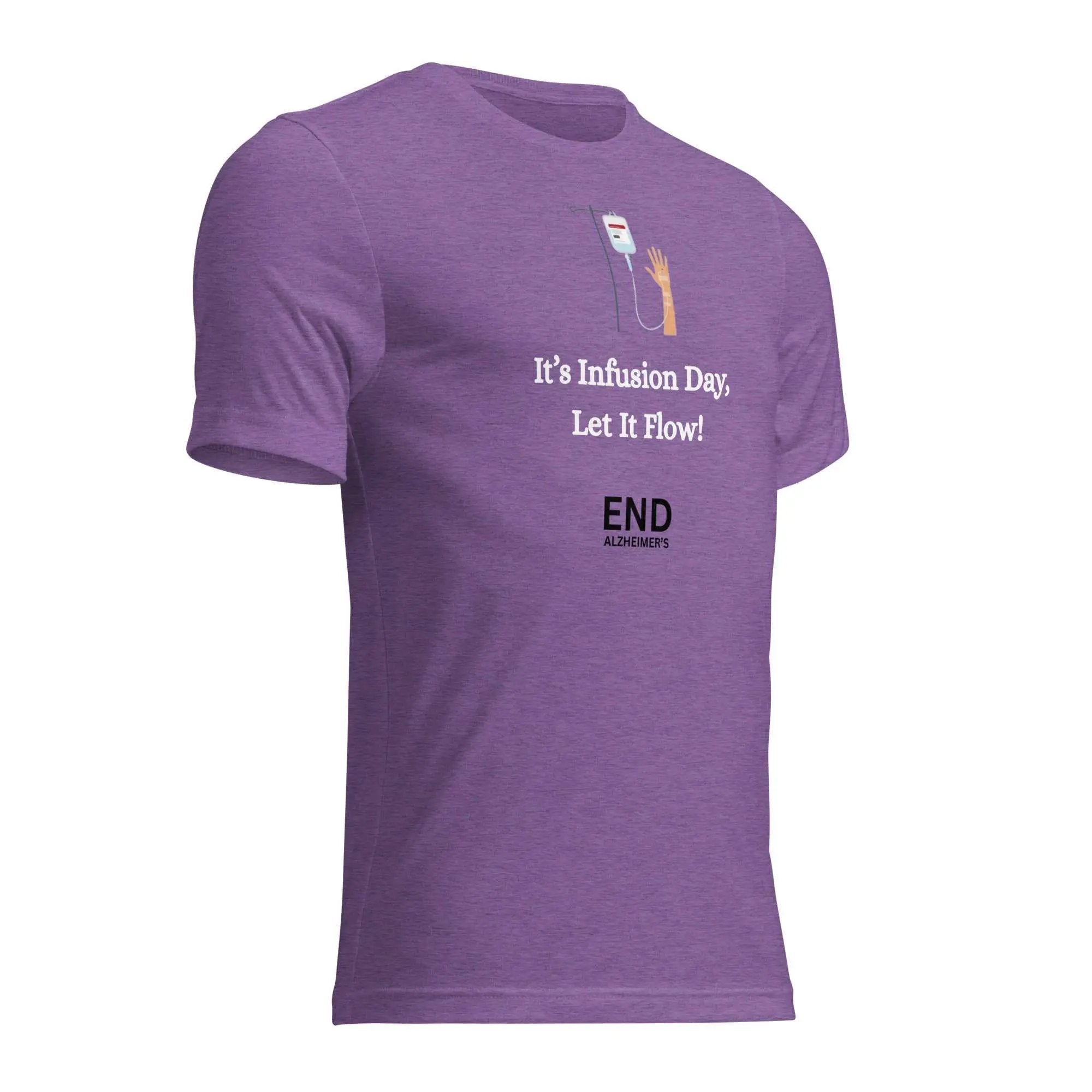 Unisex purple Alzheimer's awareness T-shirt by Greg's AZ Store, featuring a short sleeve design and breathable tri-blend fabric.