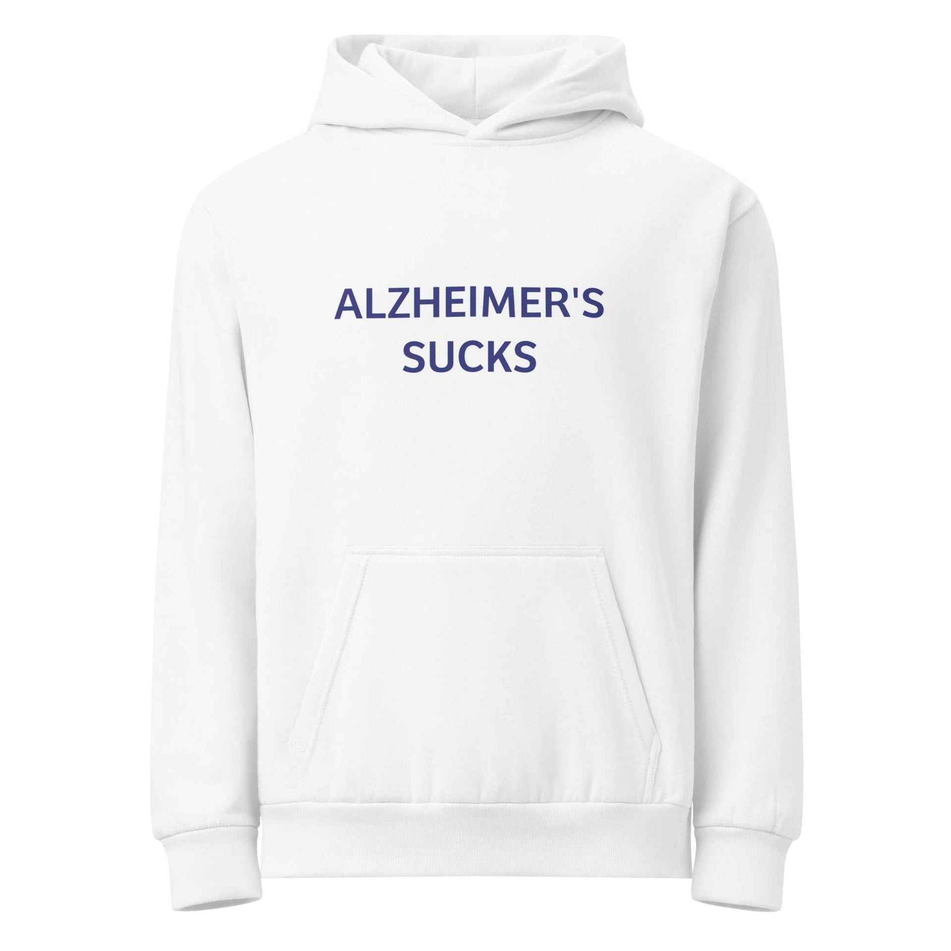Unisex Urban Fleece Hoodie in heather grey with oversized fit and Alzheimer's Sucks slogan
