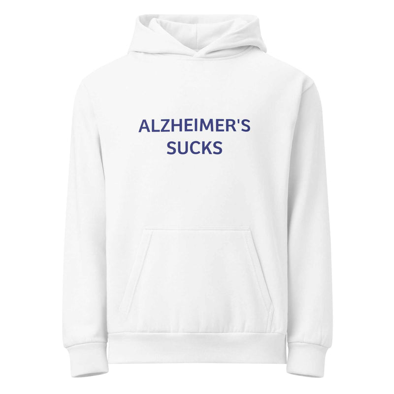 Unisex Urban Fleece Hoodie in heather grey with oversized fit and Alzheimer's Sucks slogan