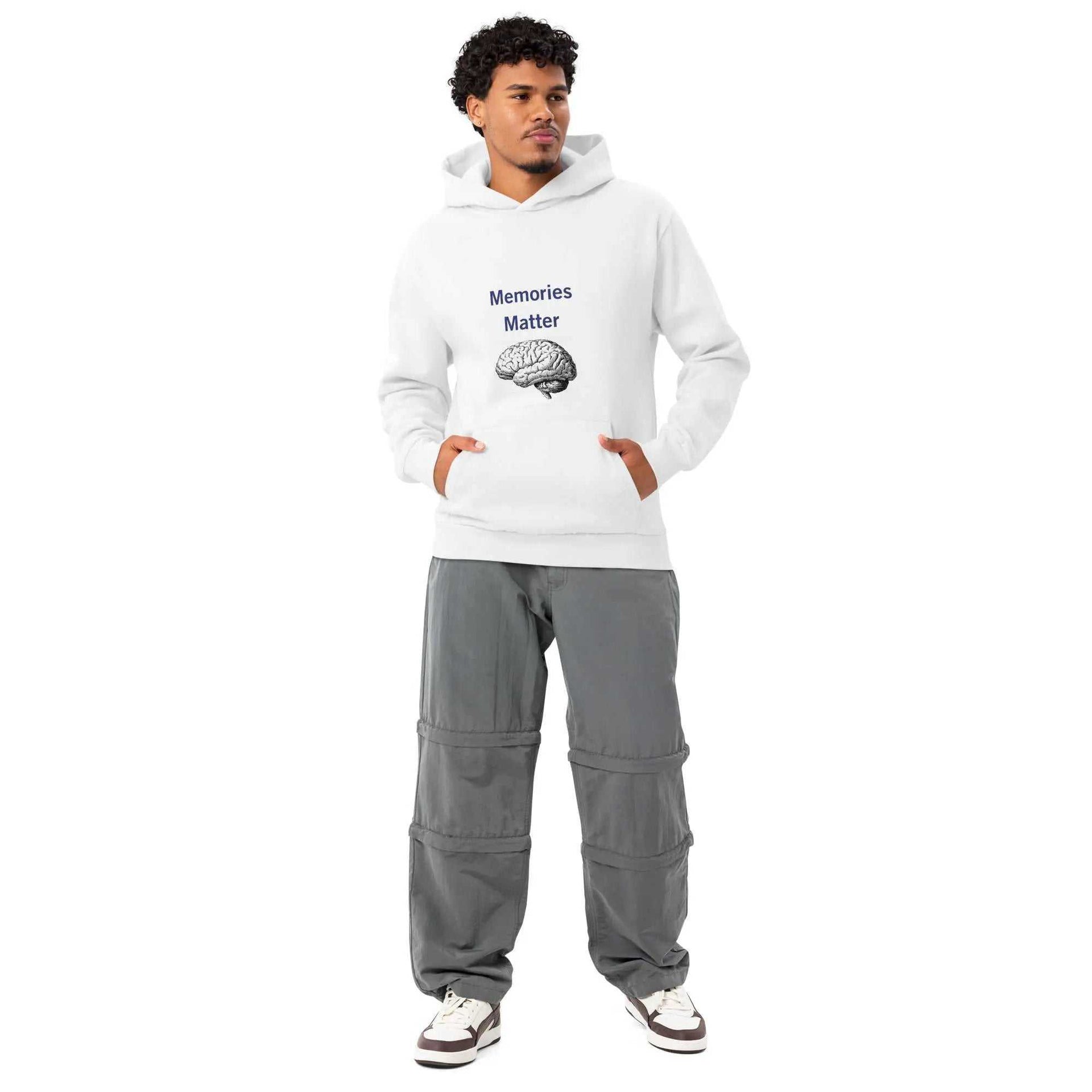 Unisex Urban Hoodie featuring Memories Matter graphic promoting Alzheimer's awareness, casual streetwear style.