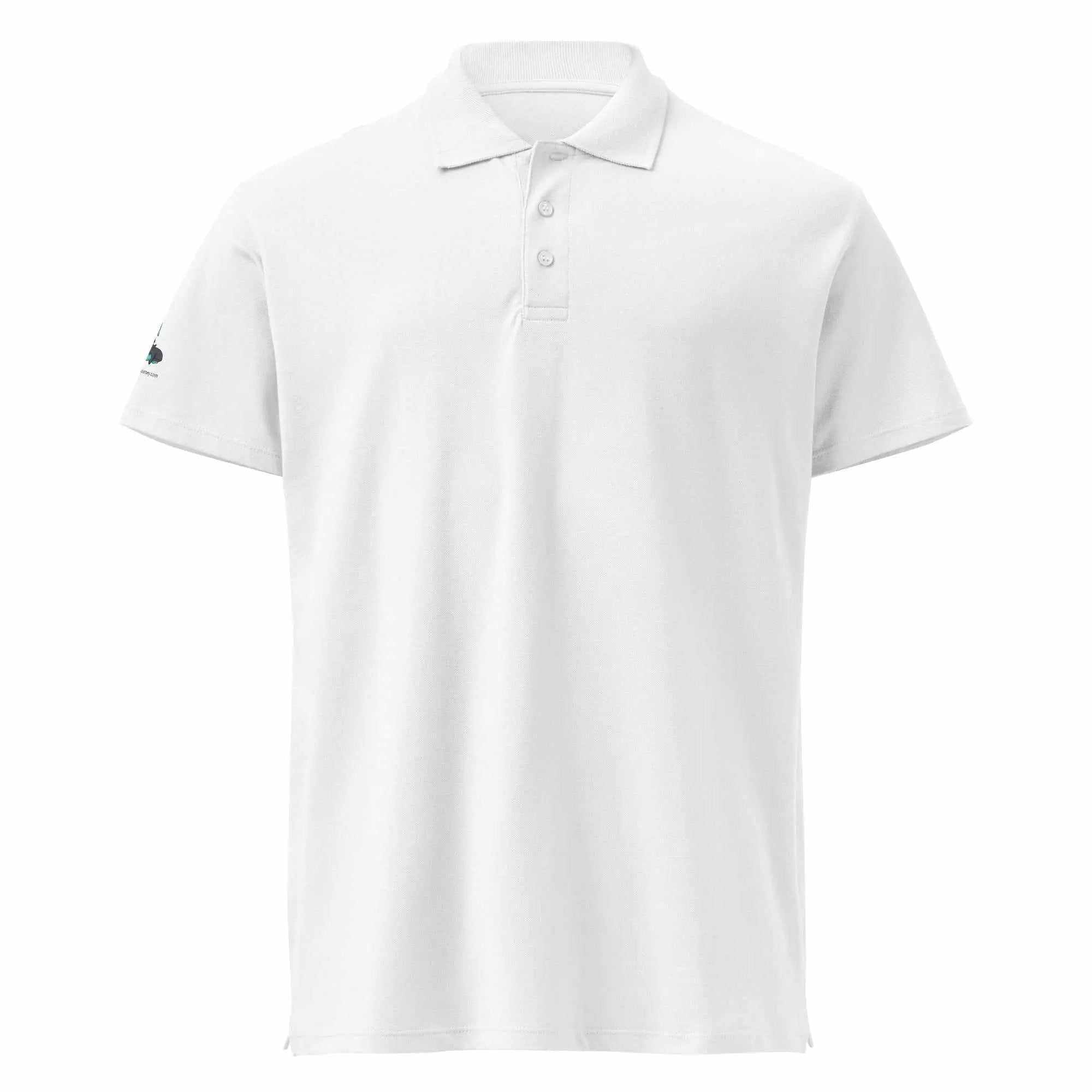 White Alzheimer's Prevention unisex cotton polo shirt with short sleeves and three button placket