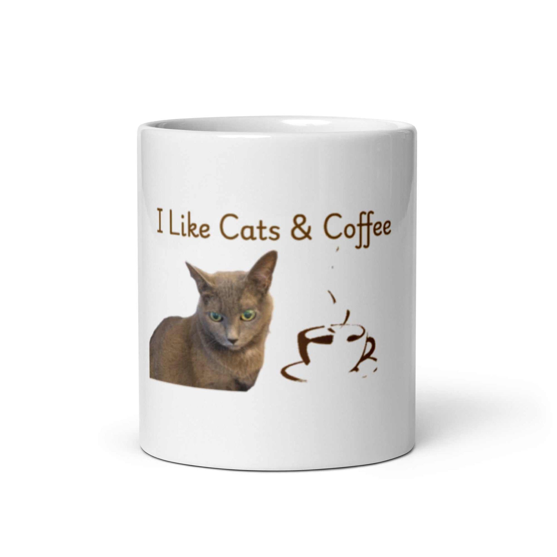 White Glossy Mug - I Like Cats & Coffee | Perfect Gift for Cat Lovers - Greg's AZ Store