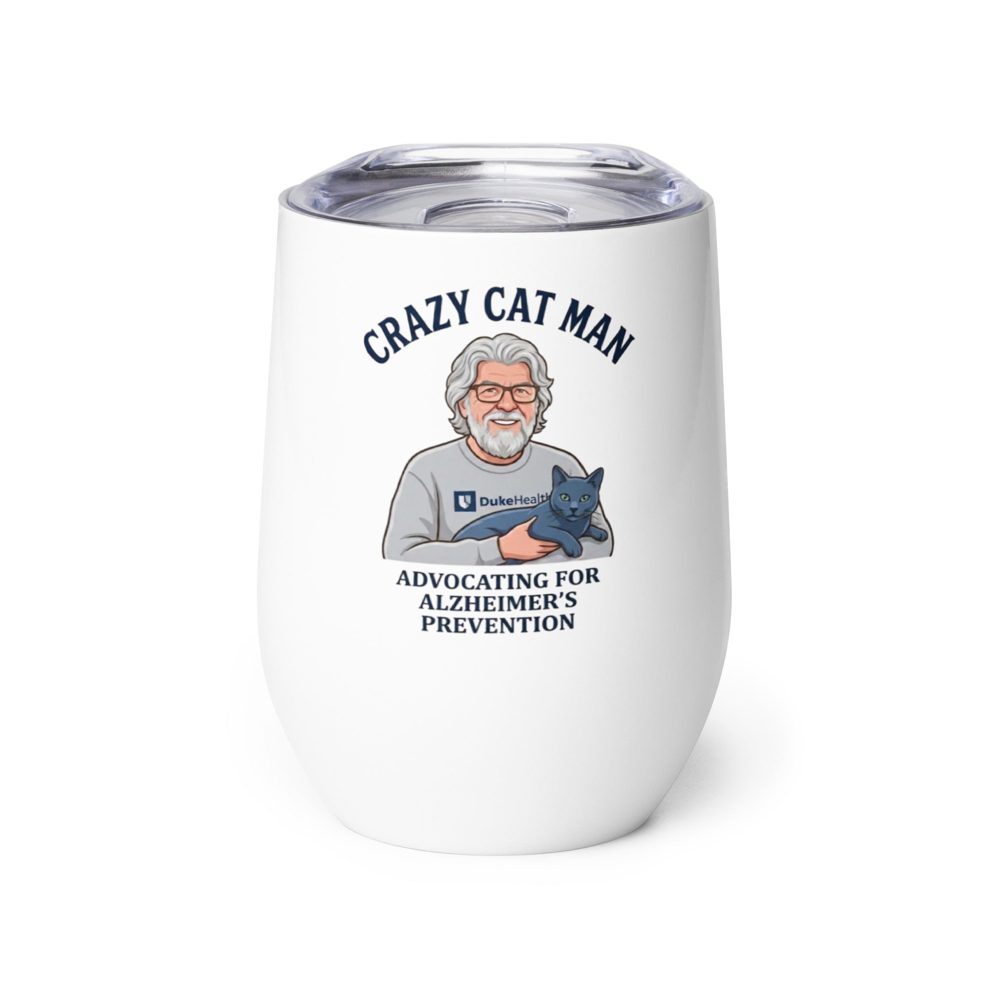 Stylish Cat Man Signature Wine Tumbler for Alzheimer's Prevention – Sip with Purpose